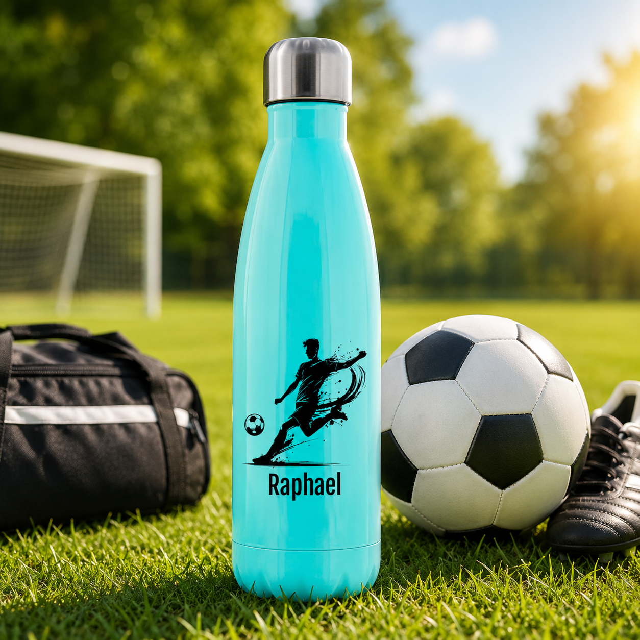 Thermosflasche / Isolierflasche aus Edelstahl mit individuellem Schwarzdruck