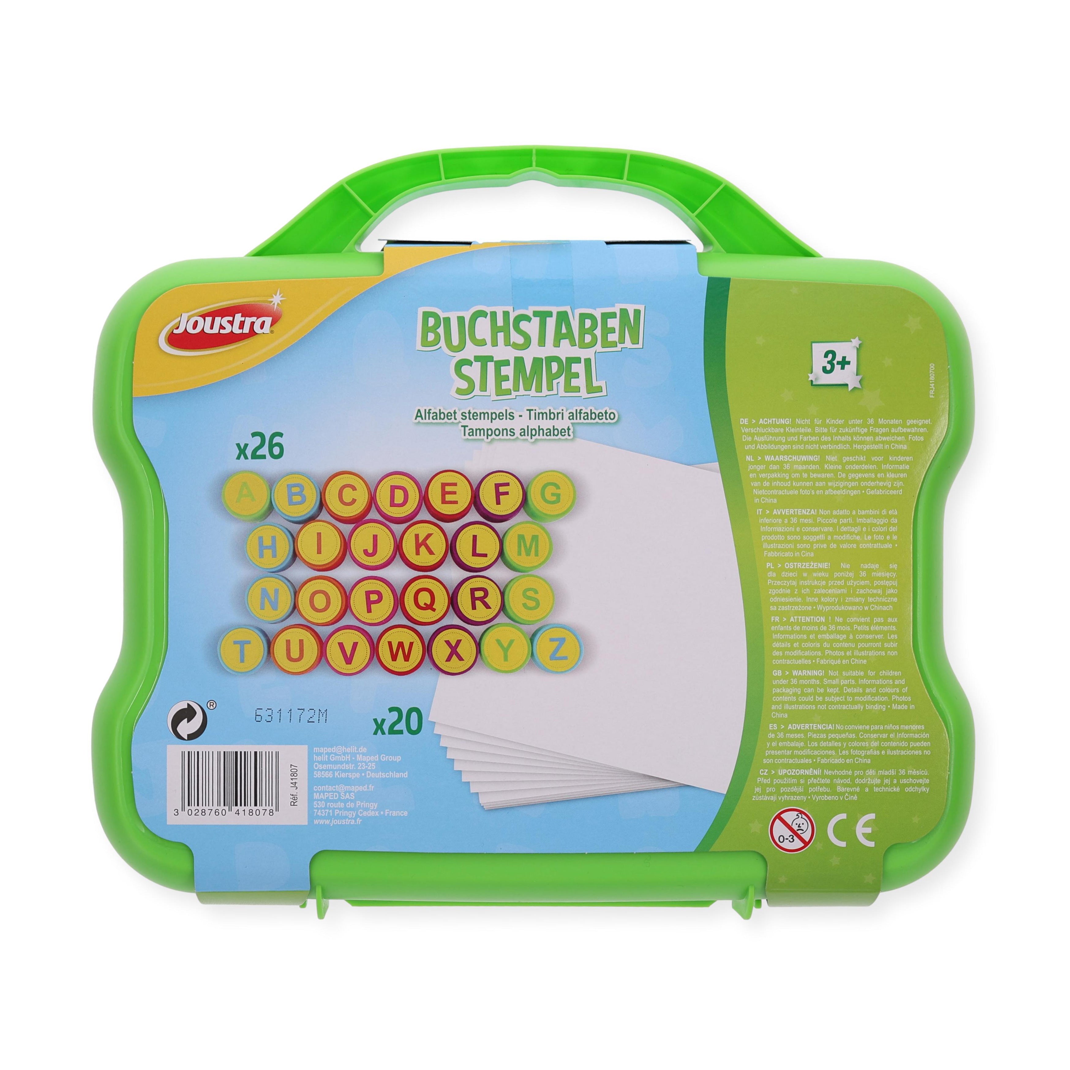 Selbstfärbende Stempelbuchstaben im Koffer - kinder-druckerei.de