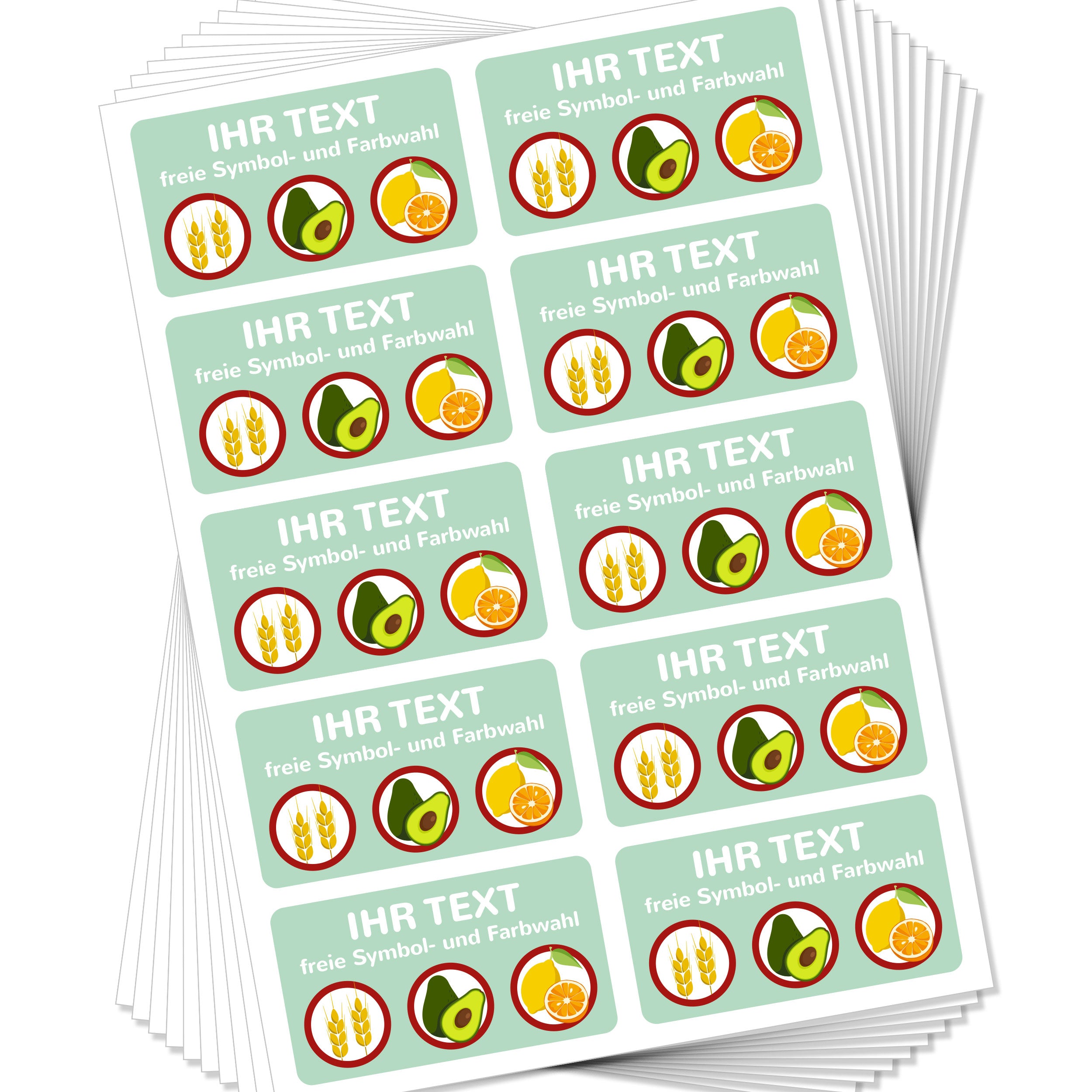 Aufkleber "Allergien & Unverträglichkeiten" inkl. Individualisierung (100 Stück - 47x26 mm) - kinder-druckerei.de