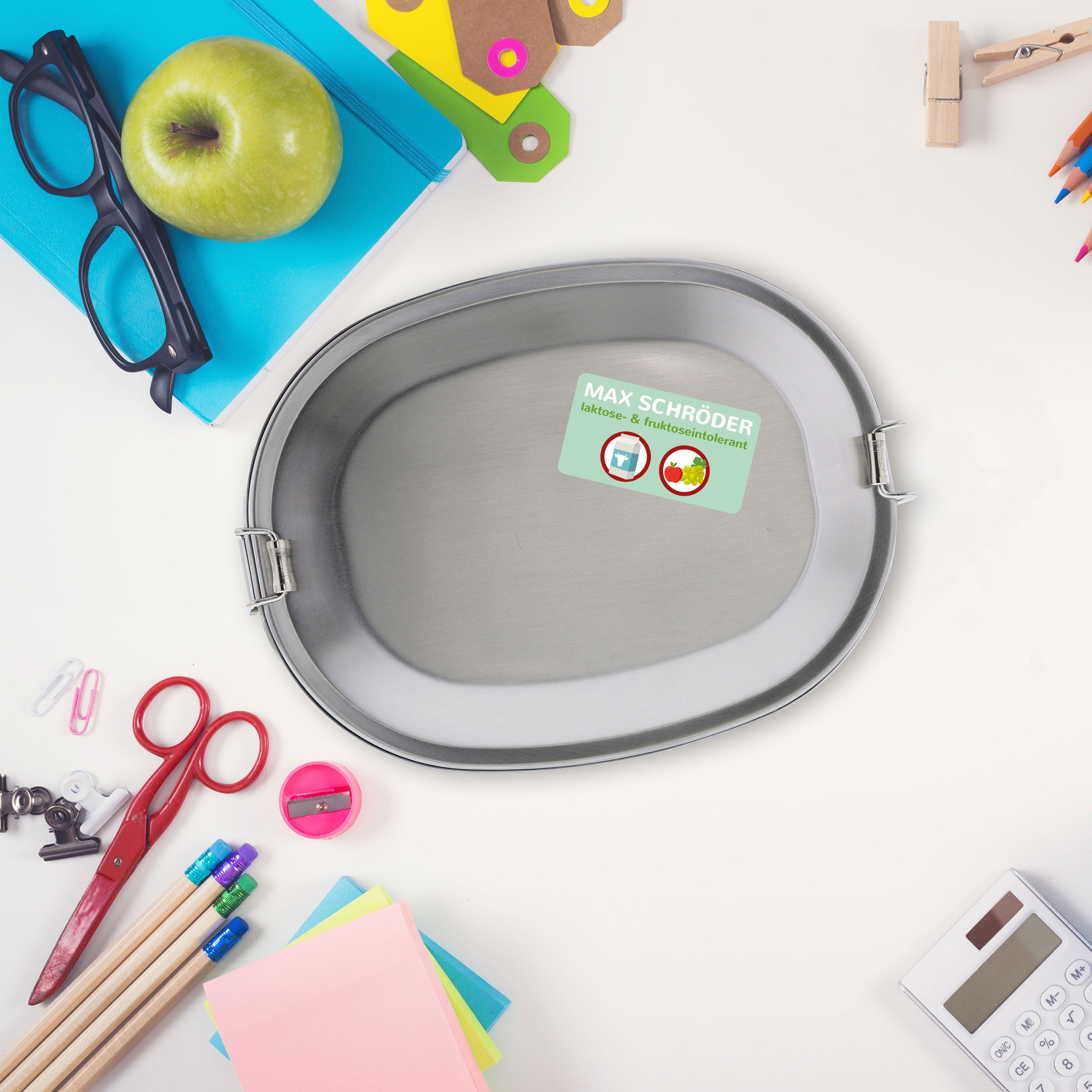 Aufkleber "Allergien & Unverträglichkeiten" inkl. Individualisierung (100 Stück - 47x26 mm) - kinder-druckerei.de