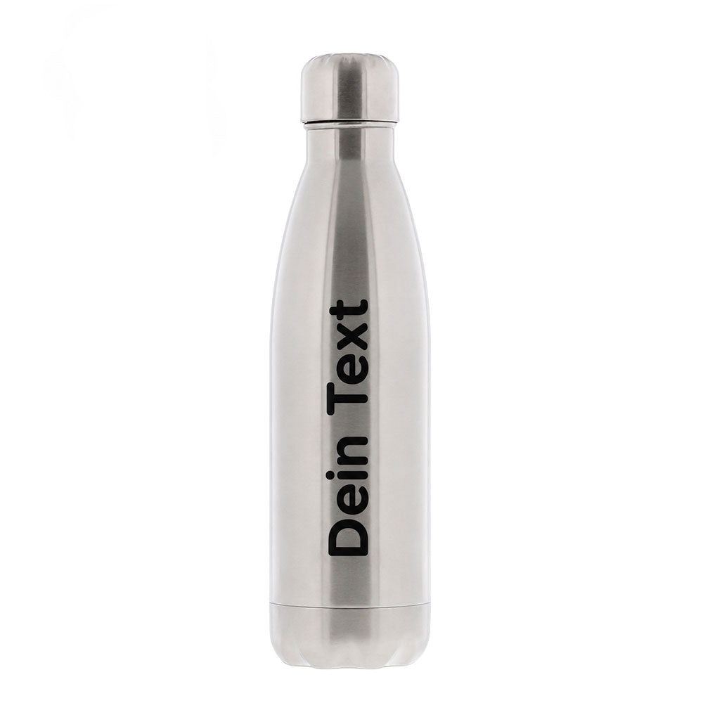 Thermosflasche / Isolierflasche aus Edelstahl mit individuellem Schwarzdruck