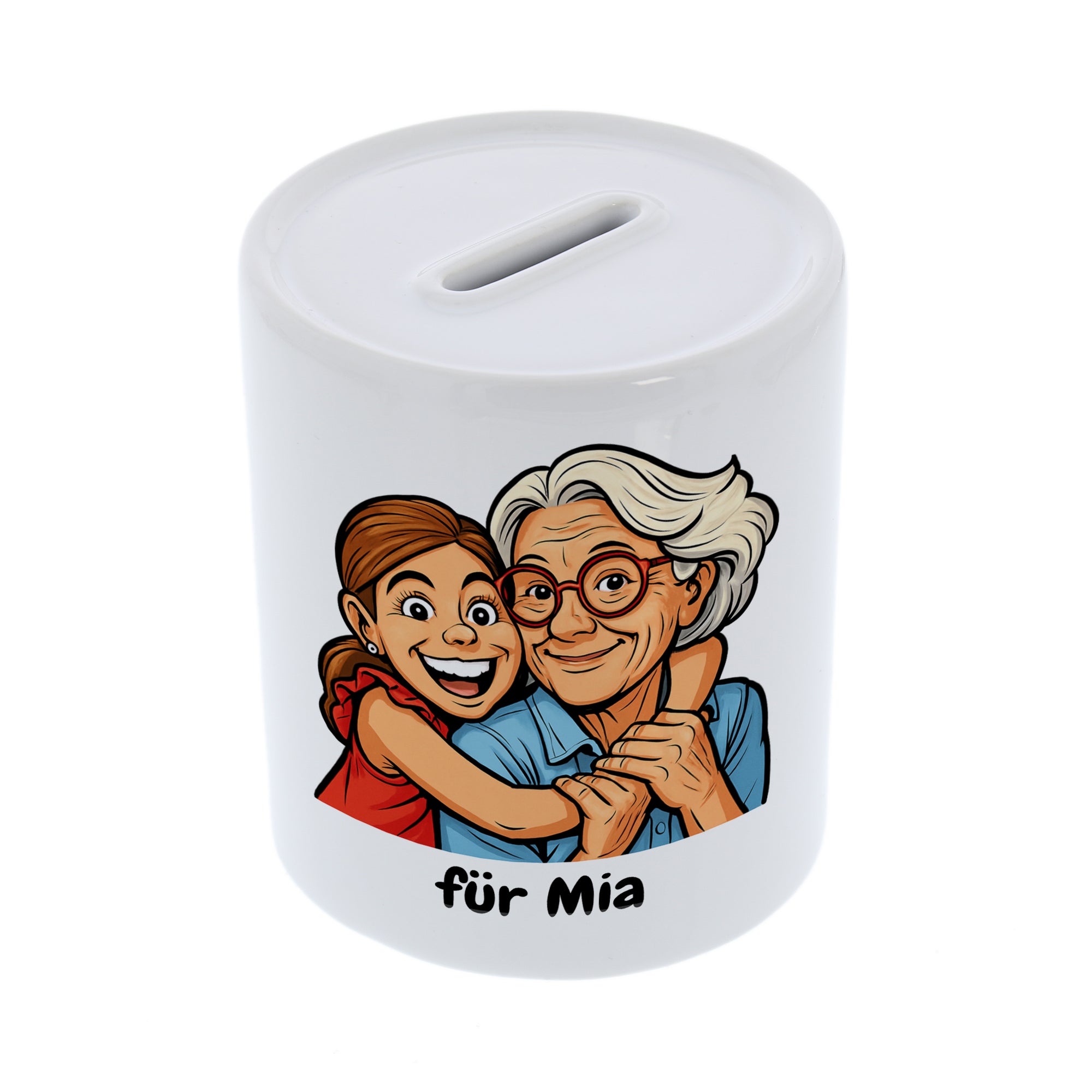 Piggy Bank with Caricature and Text