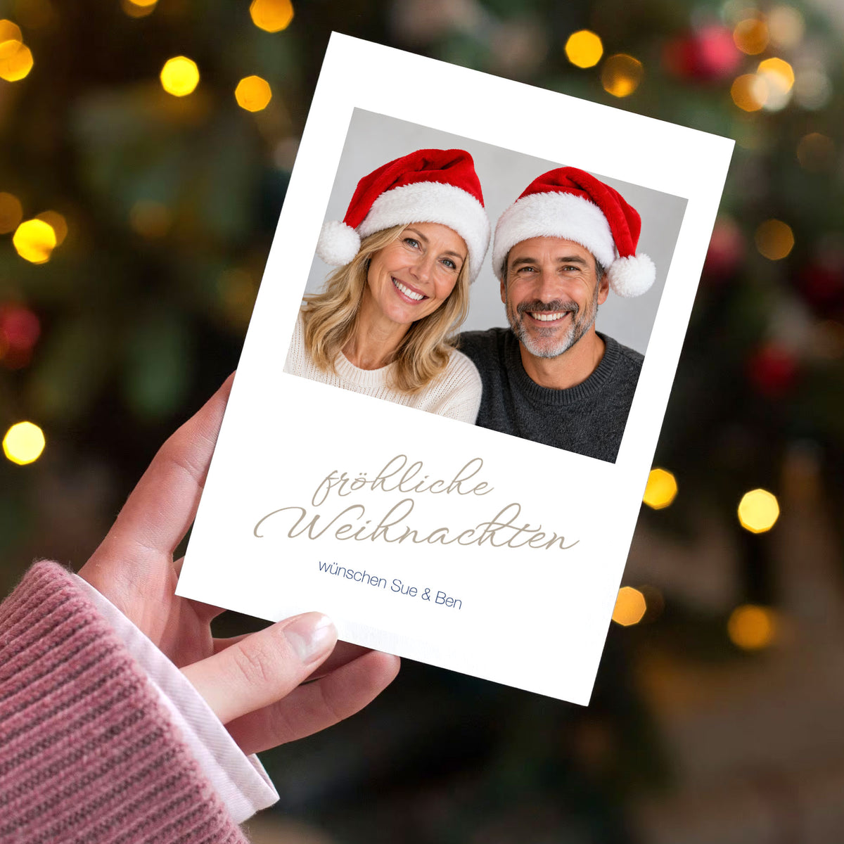 Grußkarten / Weihnachstkarte DIN A6 mit Umschlag - Weihnachtsmotiv personalisiert mit Logo oder Name