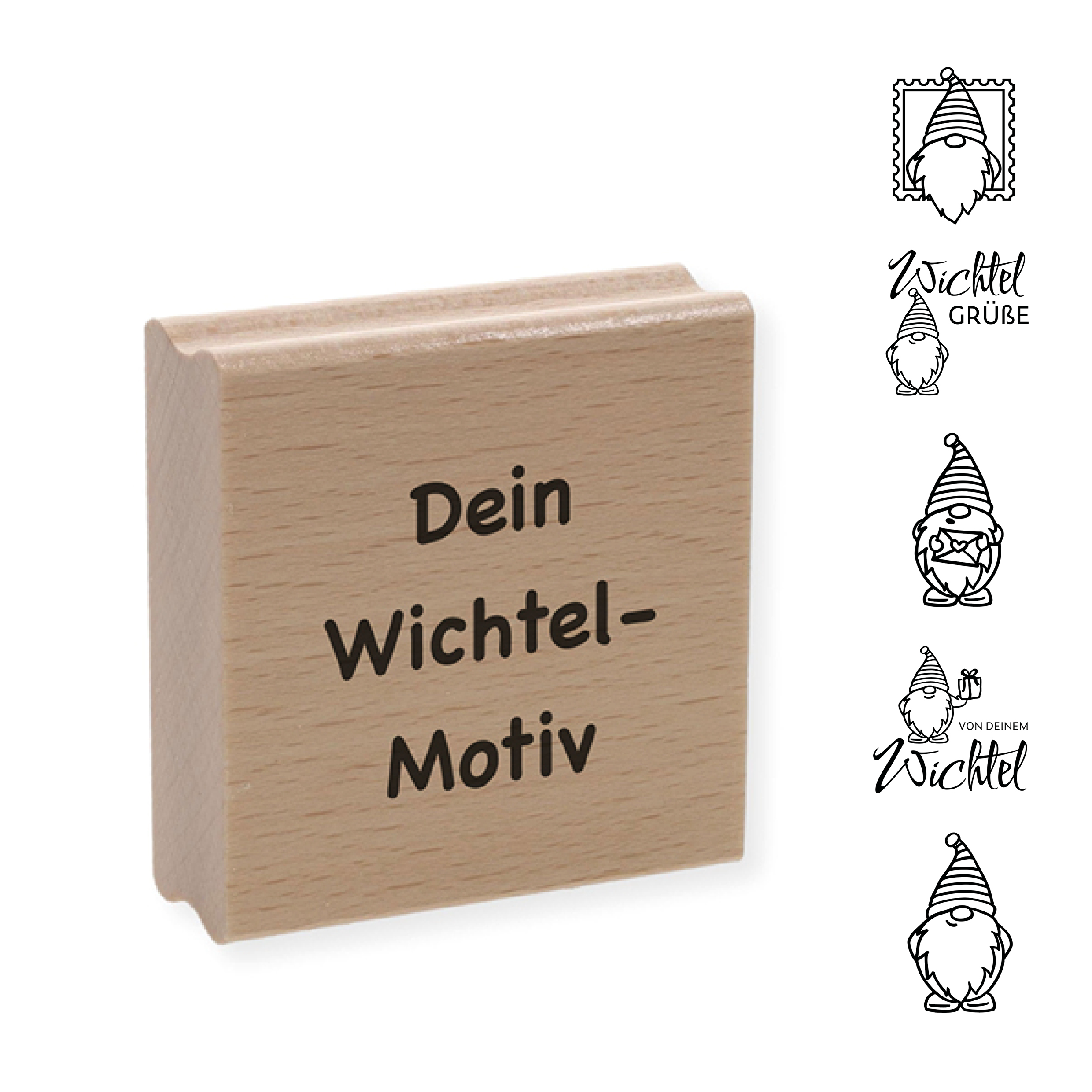 Personalisierbarer Motivstempel Wichtel (60x60 mm) - kinder-druckerei.de