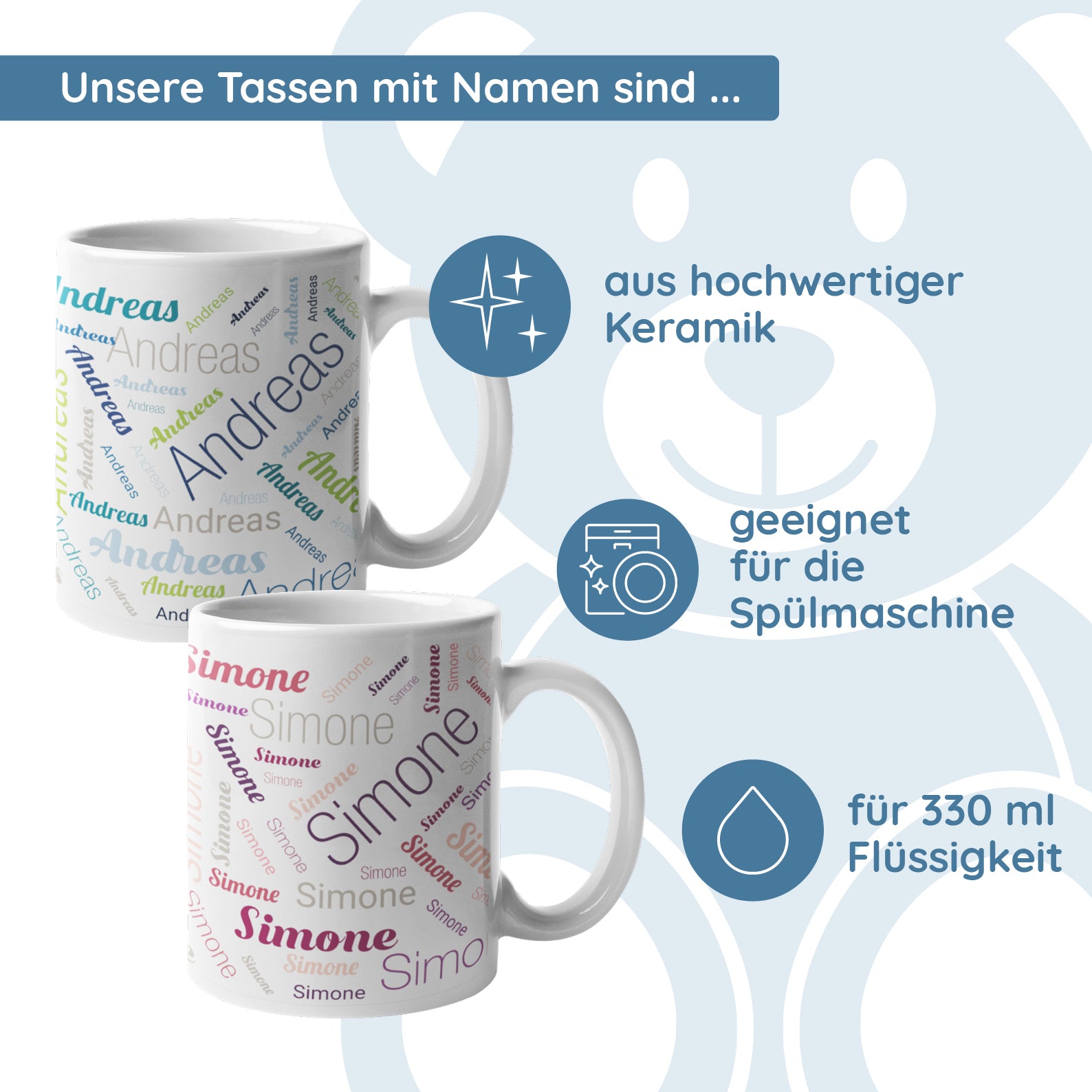 Personalisierte Keramiktasse mit Namen – Individuell bedruckte Tasse als Geschenkidee - kinder-druckerei.de