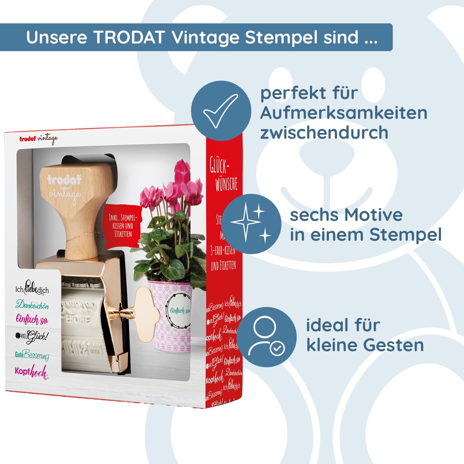 TRODAT Vintage Stempel – Glückwünsche - kinder-druckerei.de