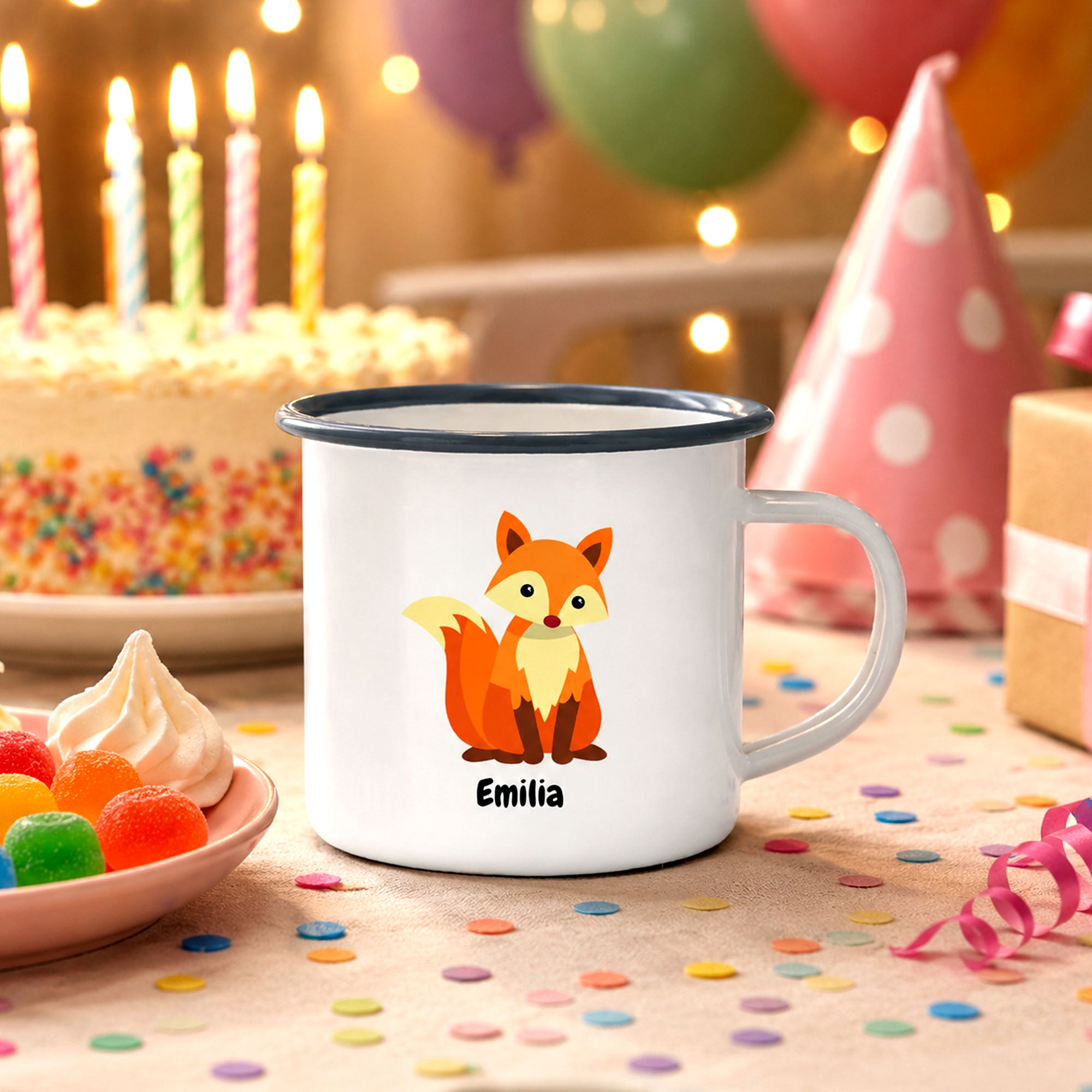 Enamel Mug with Children's Design & Custom Print