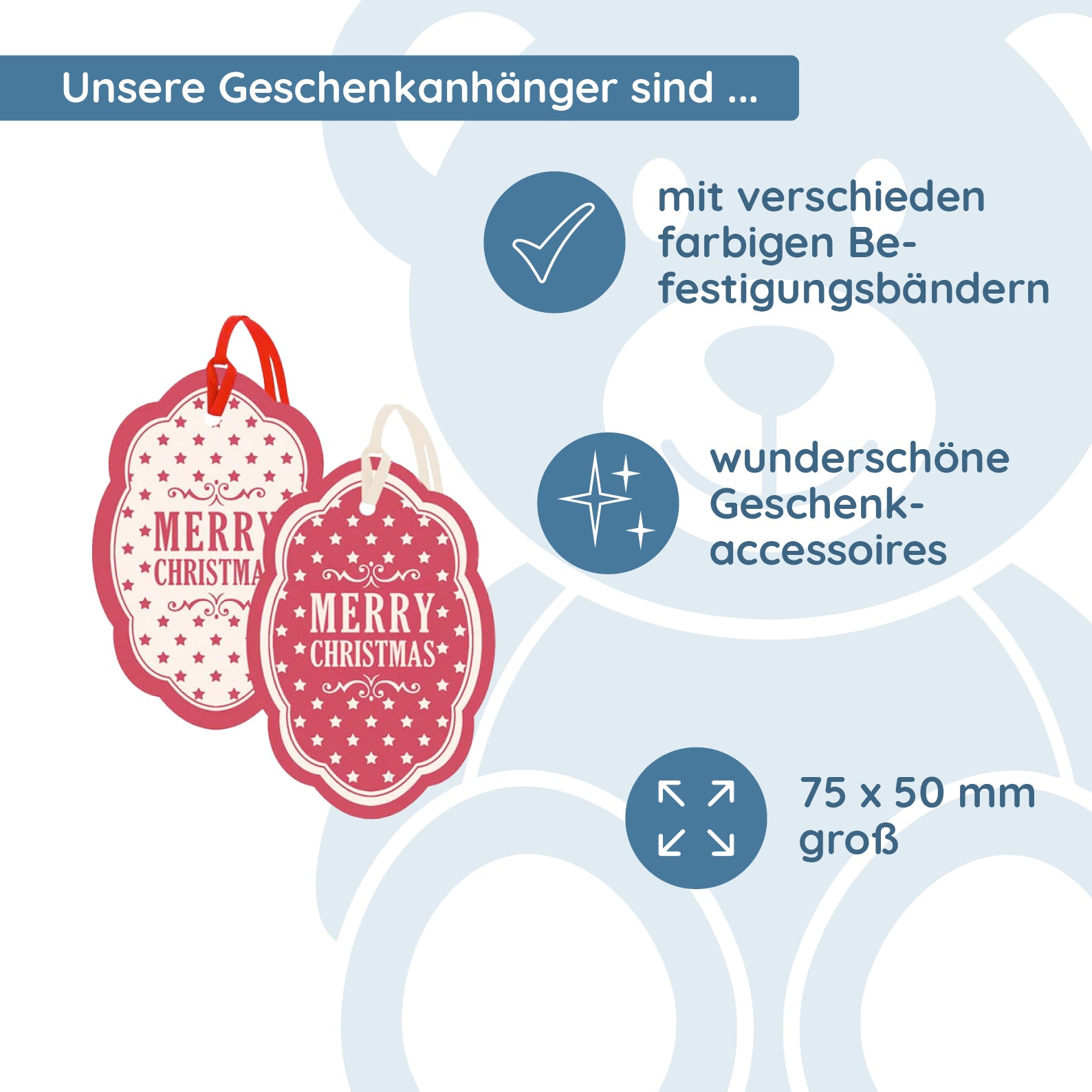 Geschenkanhänger Weihnachten mit Sternchen (2x2 Stück) - kinder-druckerei.de