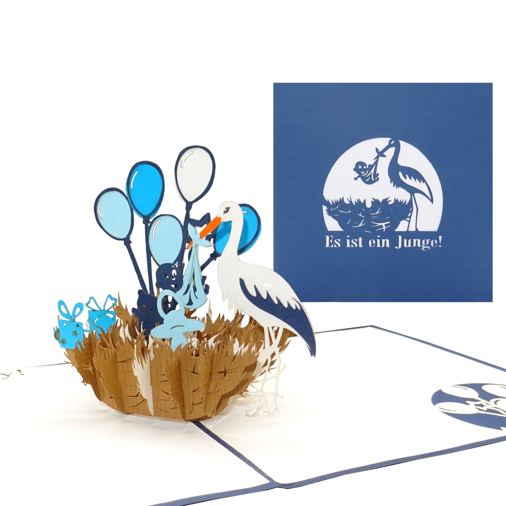 Colognecards Pop-Up Card Stork - Baby Boy Birth