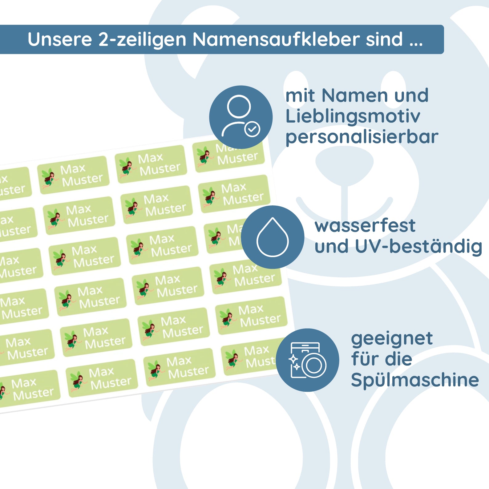 Kleine Namensaufkleber 2-zeilig für Kinder (30 Stück 30x13 mm) - kinder-druckerei.de