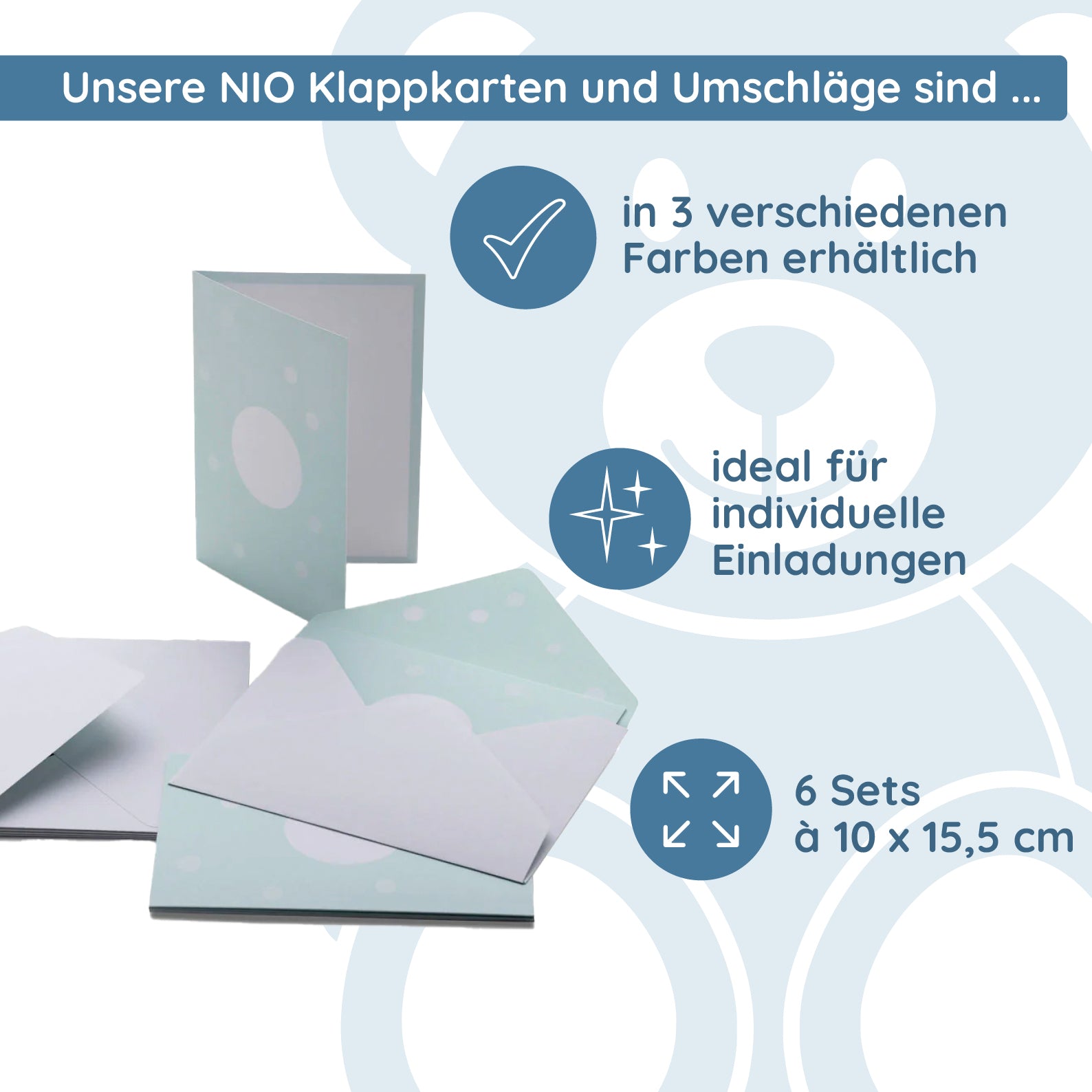 NIO Briefumschläge C6 Mint (100x155 mm - 6 Stück) - kinder-druckerei.de