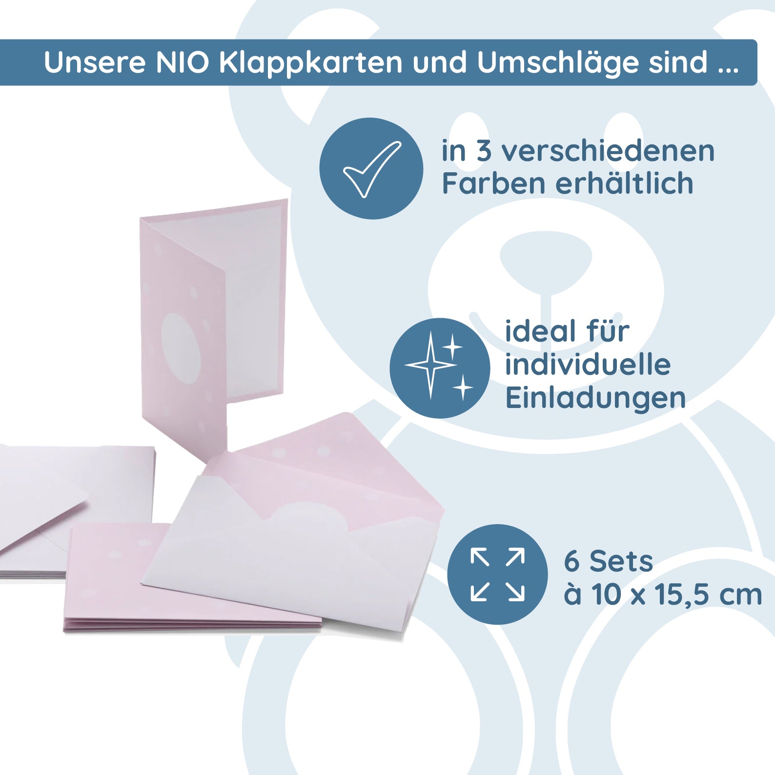 NIO Briefumschläge C6 Rose (100x155 mm - 6 Stück) - kinder-druckerei.de