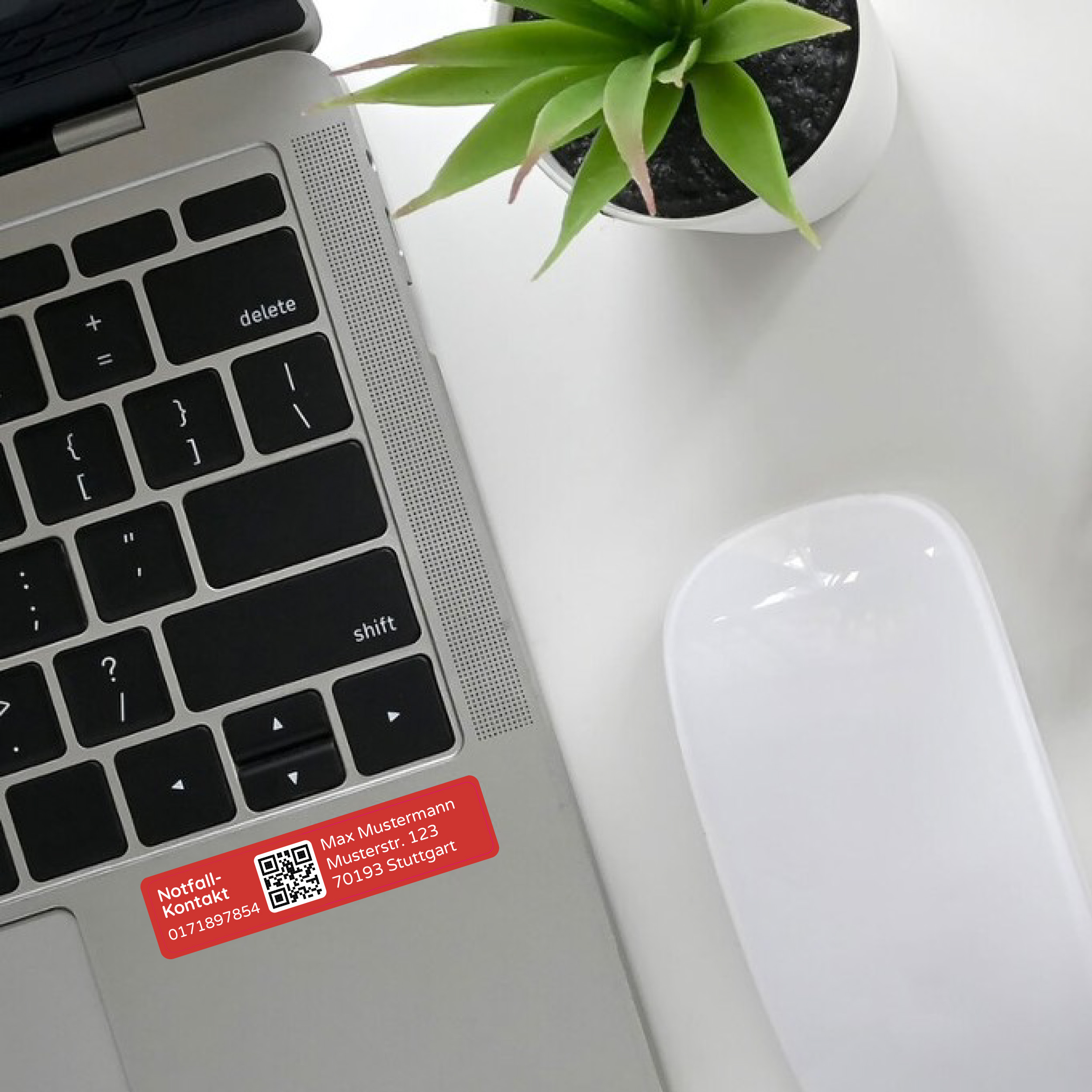 Notfallkontakt-Aufkleberset mit Name, Telefonnummer & Adresse, stark haftend, 60x13 + 30x13 mm - kinder-druckerei.de