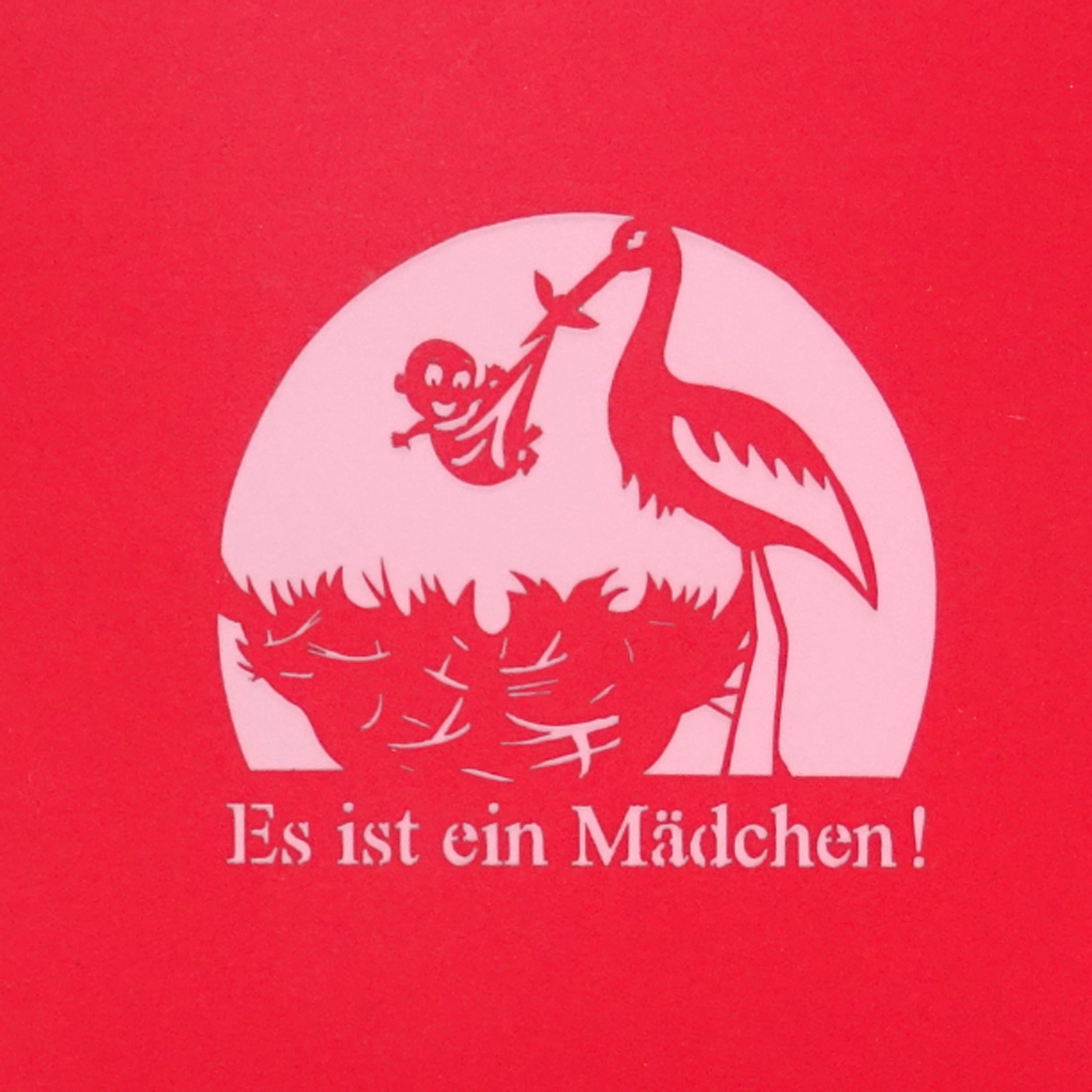 Colognecards Carte Pop-Up Cigogne - Naissance Fille