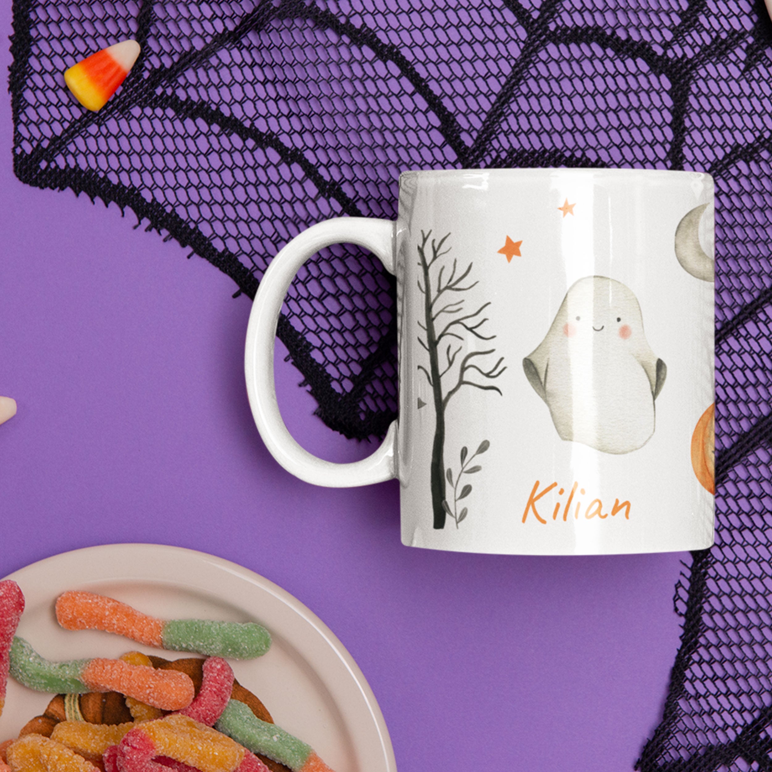 Personalisierte Kindertasse mit Namen – verschiedene Aquarell-Welten - kinder-druckerei.de