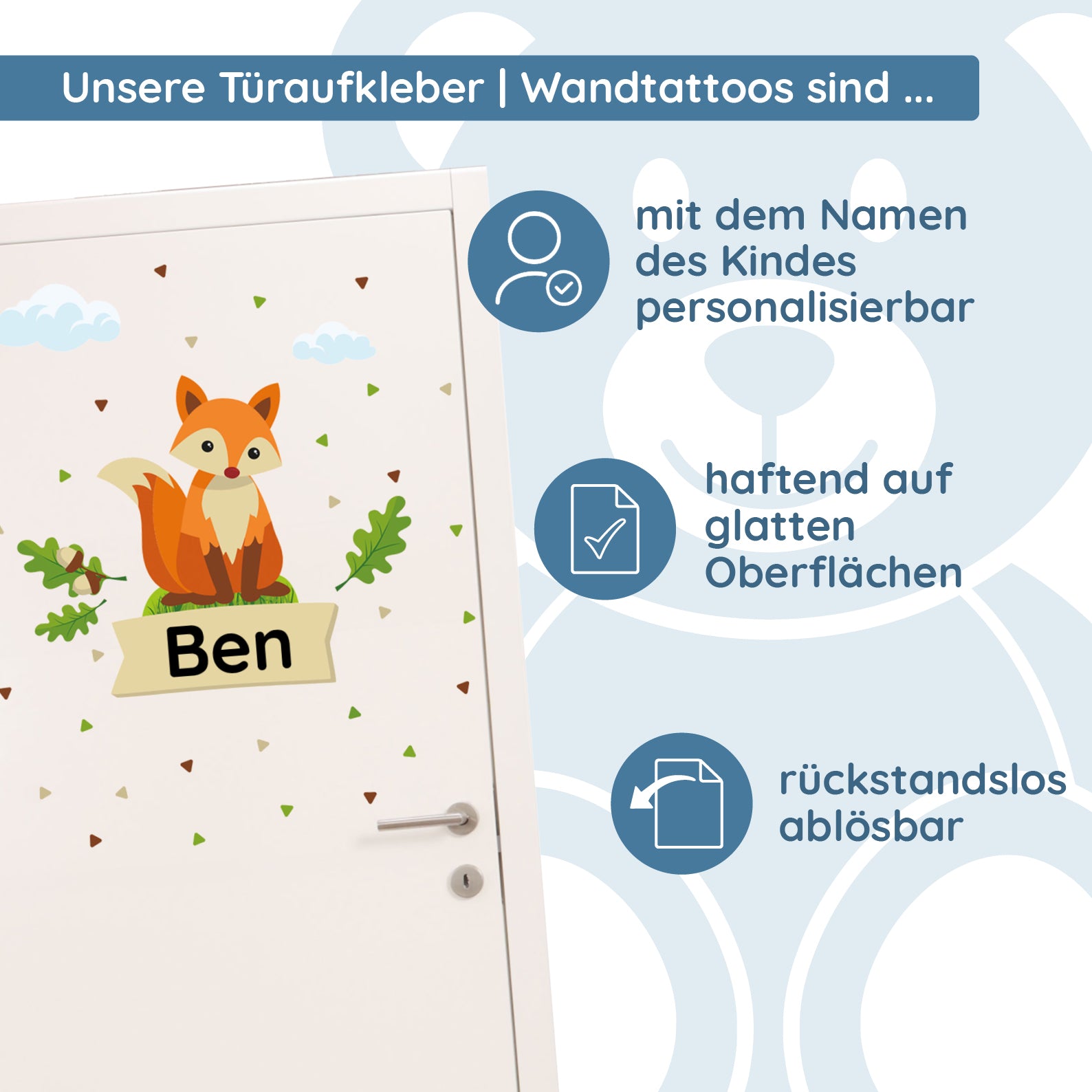 Individualisierbare Türaufkleber / Wandtattoos für Kinder - kinder-druckerei.de