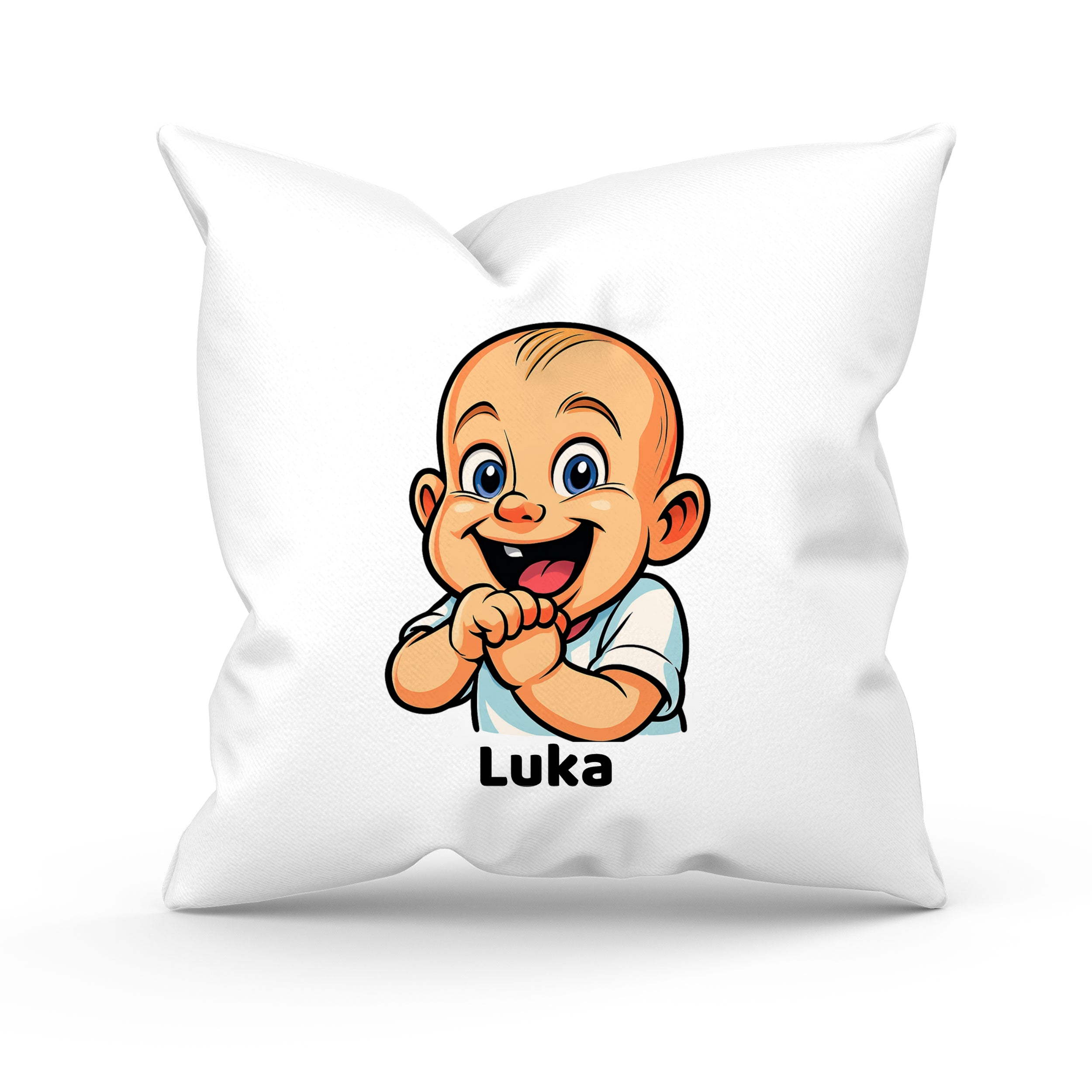 KI-Foto-Geschenke: Kissenhülle mit Karikatur – kinder-druckerei.de