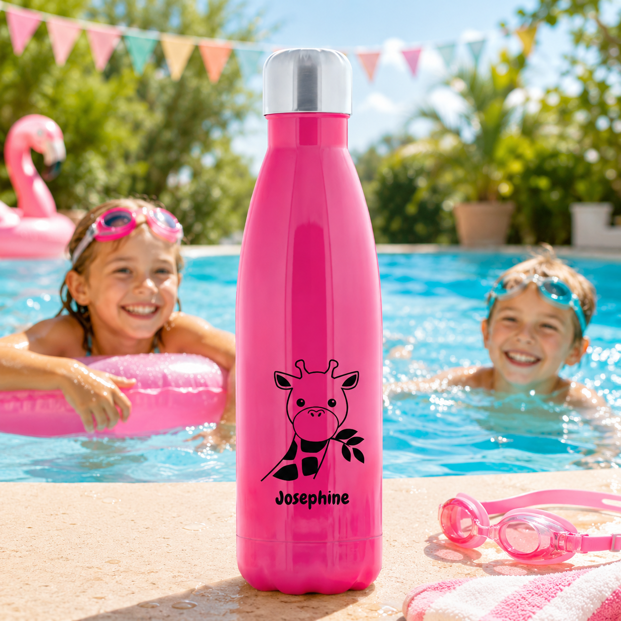 Thermosflasche / Isolierflasche aus Edelstahl mit individuellem Schwarzdruck