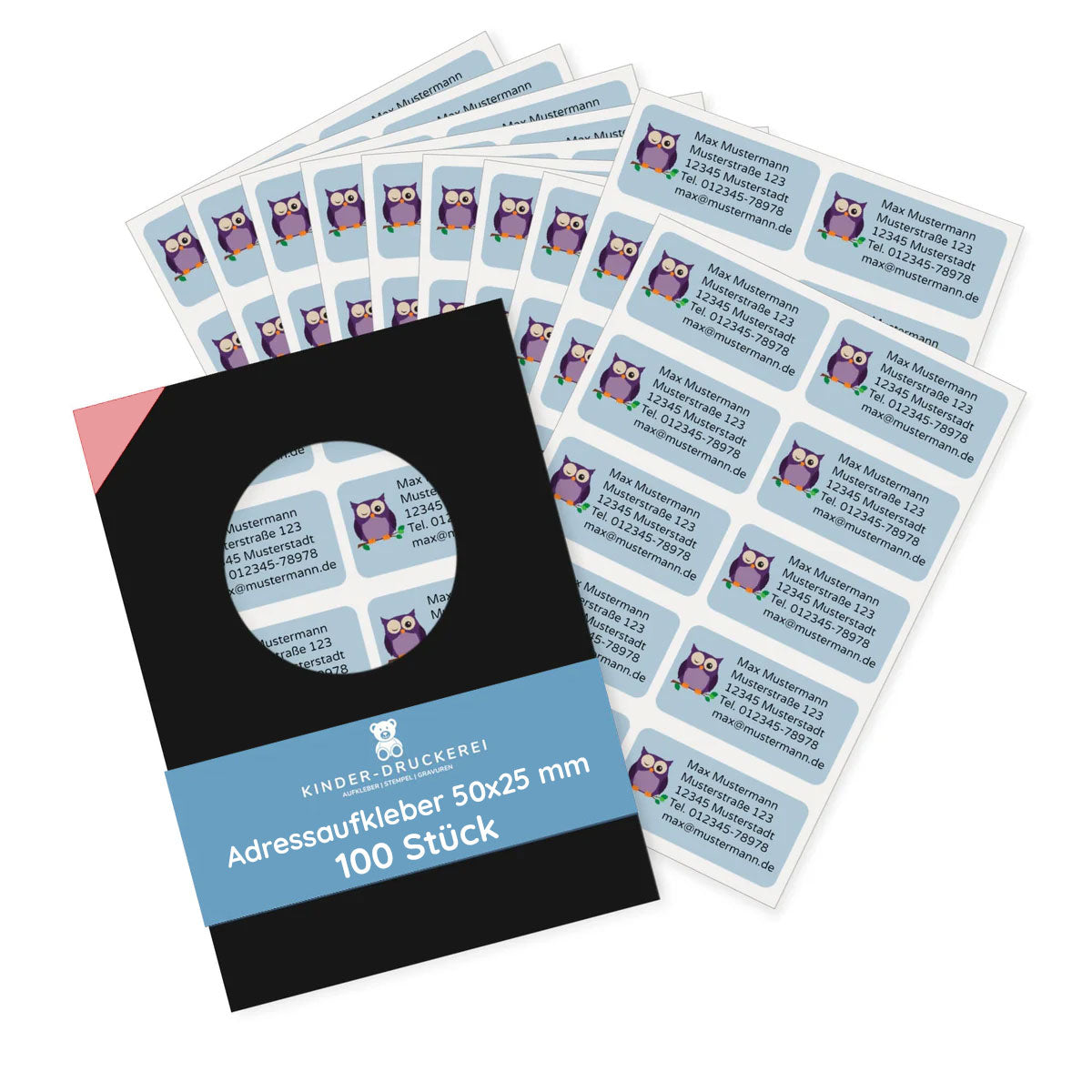 Personalisierte Adressaufkleber / Namensaufkleber für Schule, Kita & Co. (50x25 mm/100 Stück) - kinder-druckerei.de