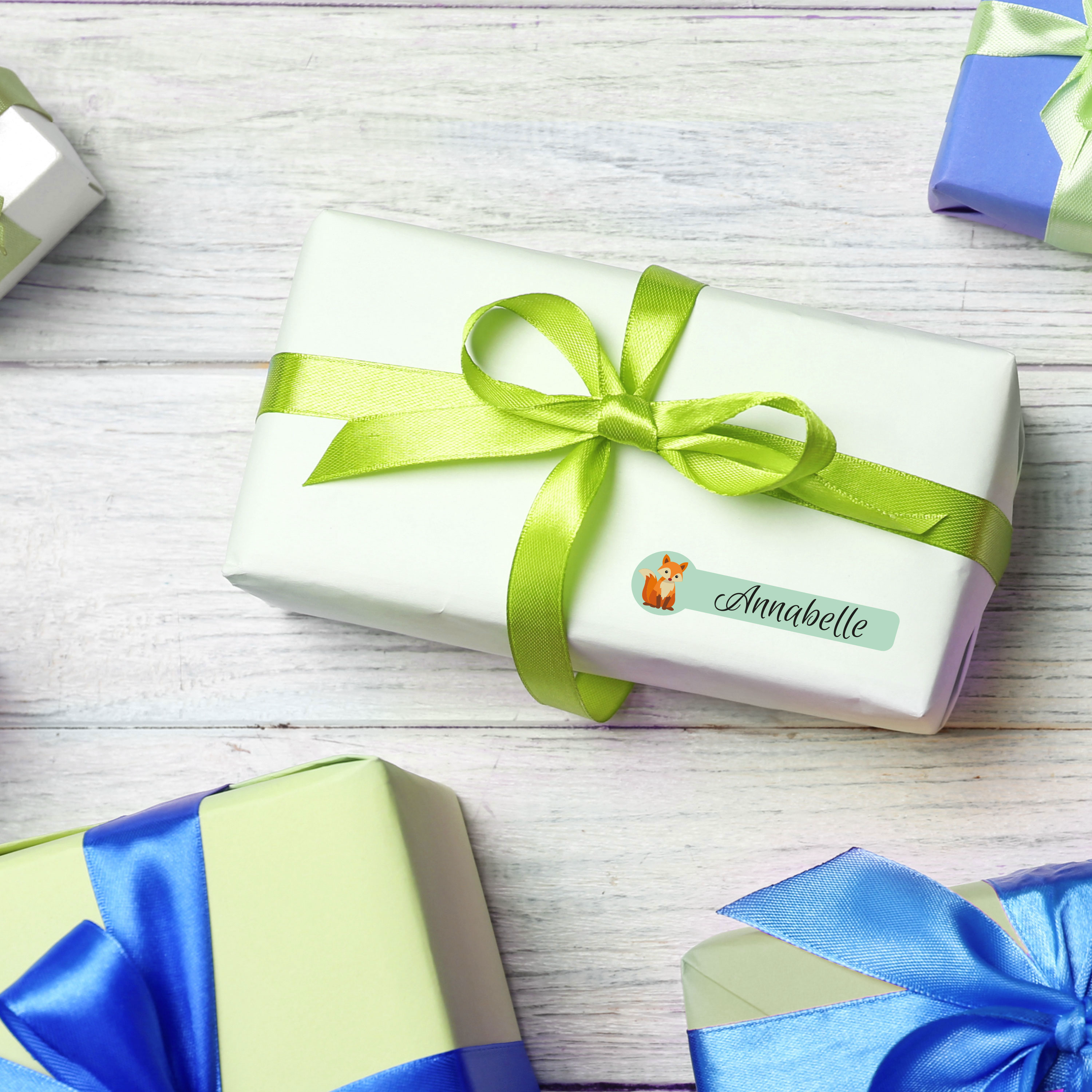 Namensaufkleber für Kinder mit großem Motiv, 160 Stück, Set - kinder-druckerei.de