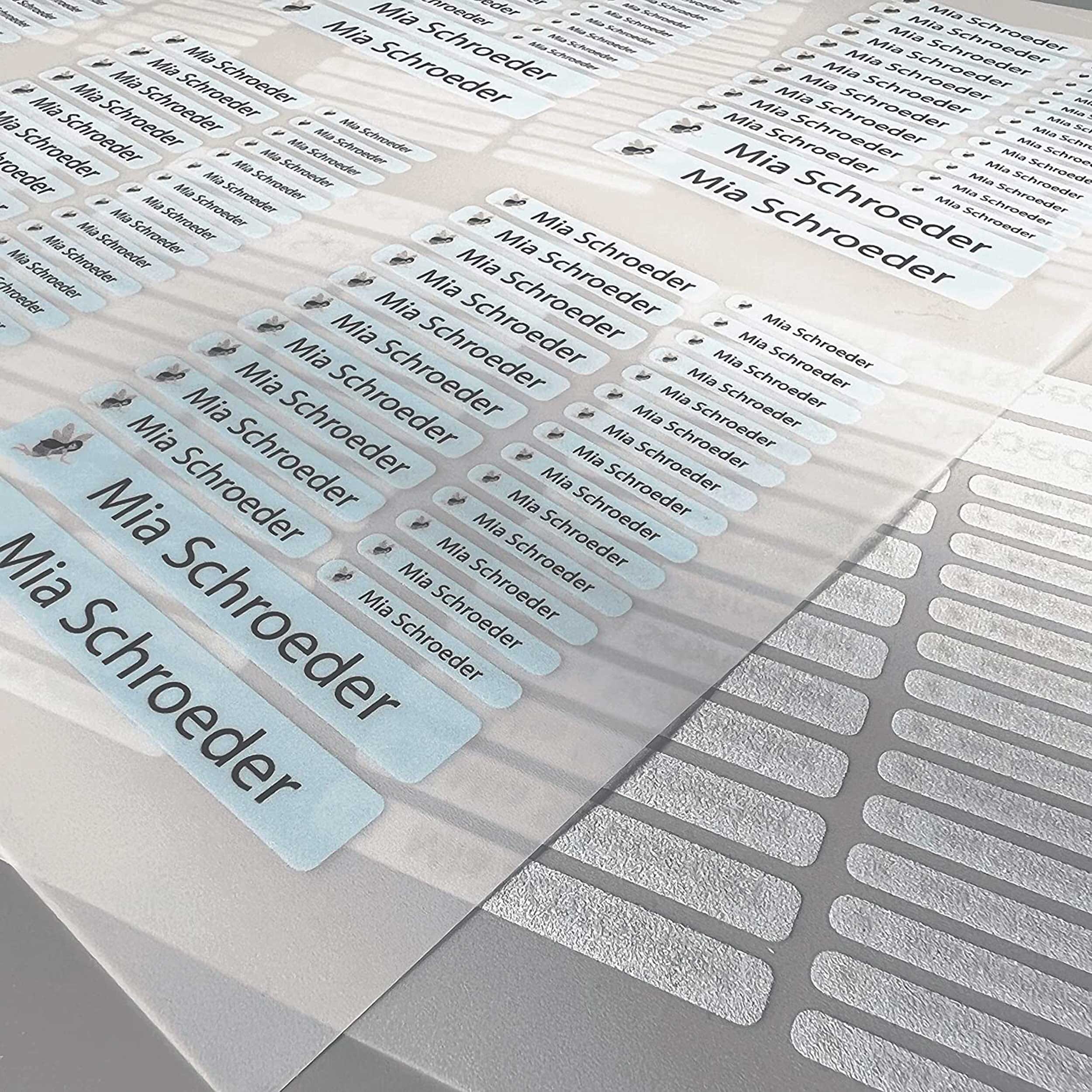 Bügeletiketten für Kinder mit verschiedenen Motiven (Set mit 200 Etiketten) - kinder-druckerei.de