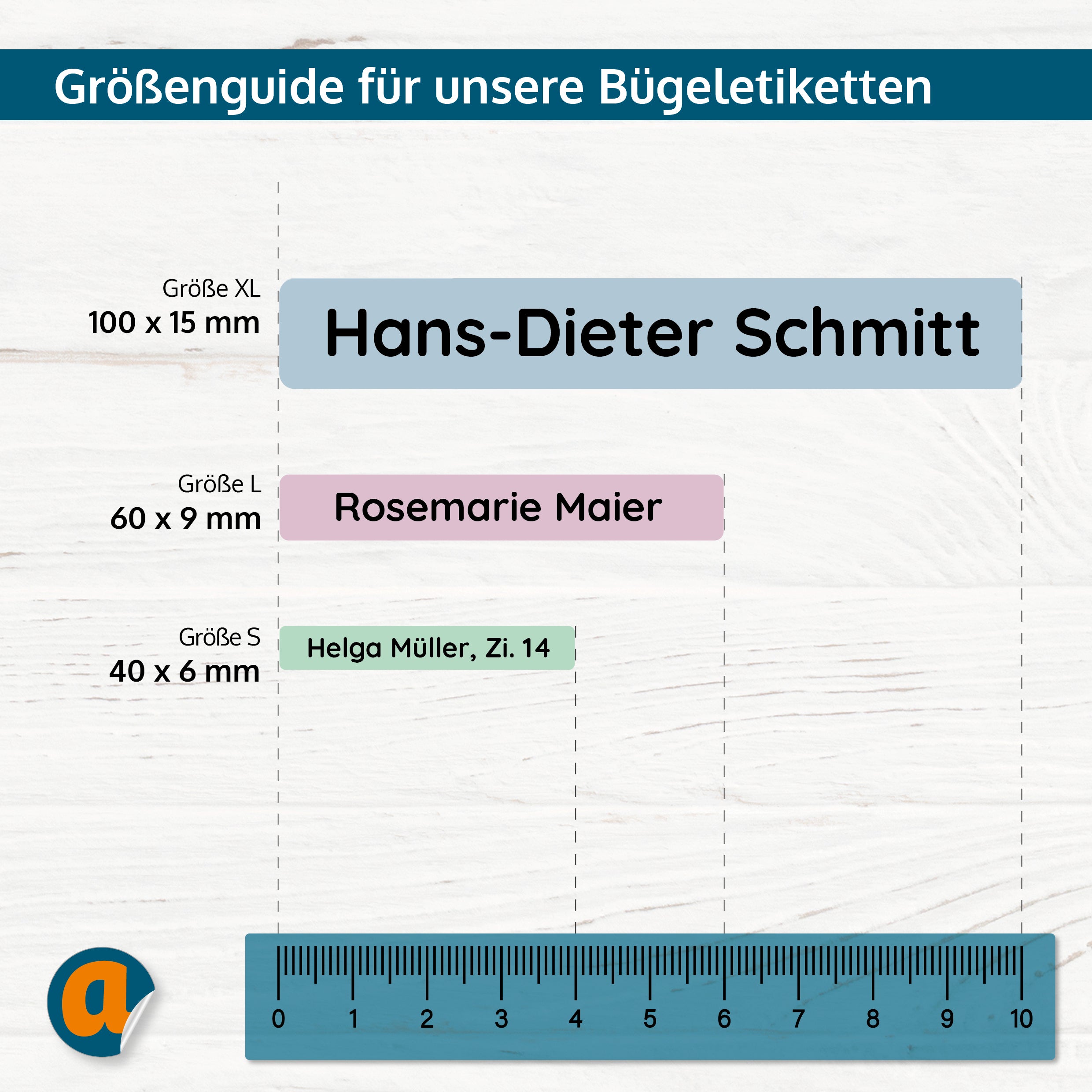 Bügeletiketten für Senioren verschiedene Größen (Set mit 200 Stück zum Aufbügeln) Altenheim Pflegeheim - kinder-druckerei.de