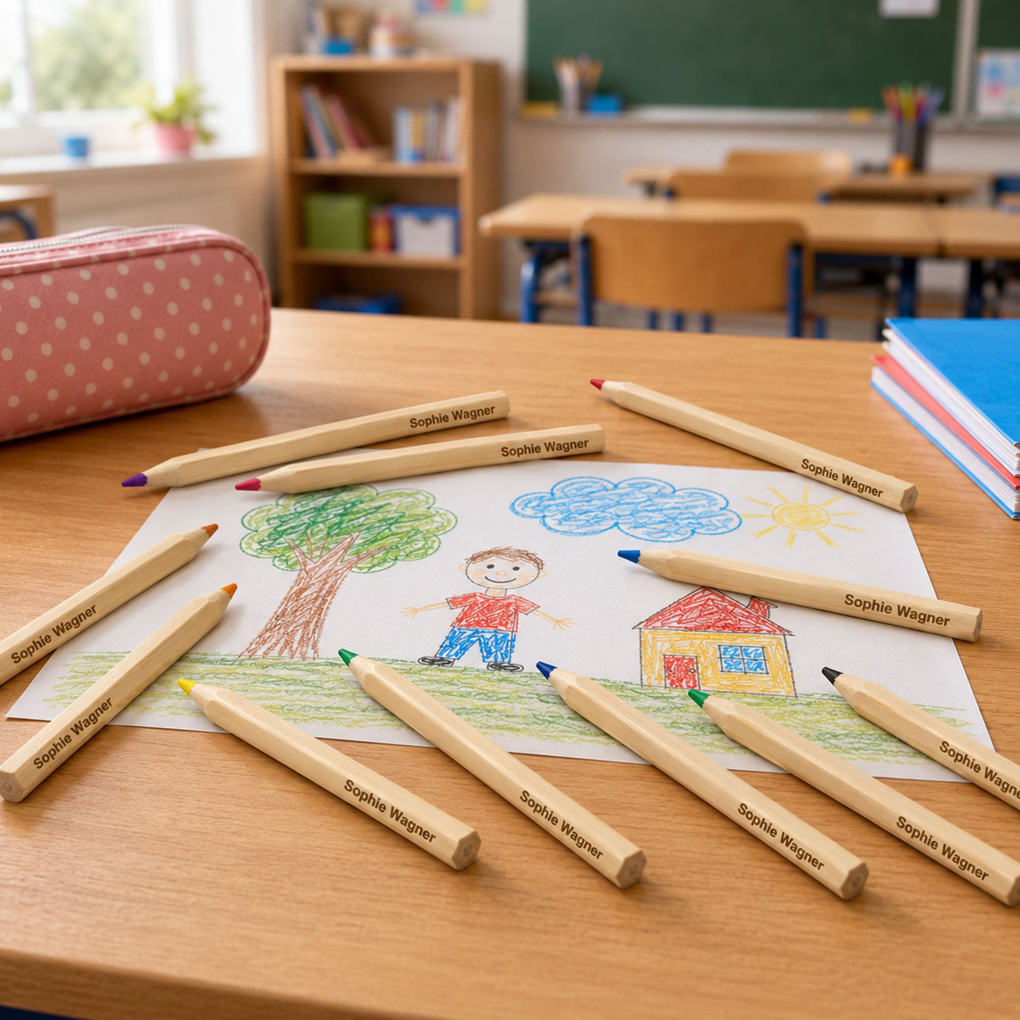 Holzbox mit 12 Buntstiften – Personalisierbar & nachhaltig