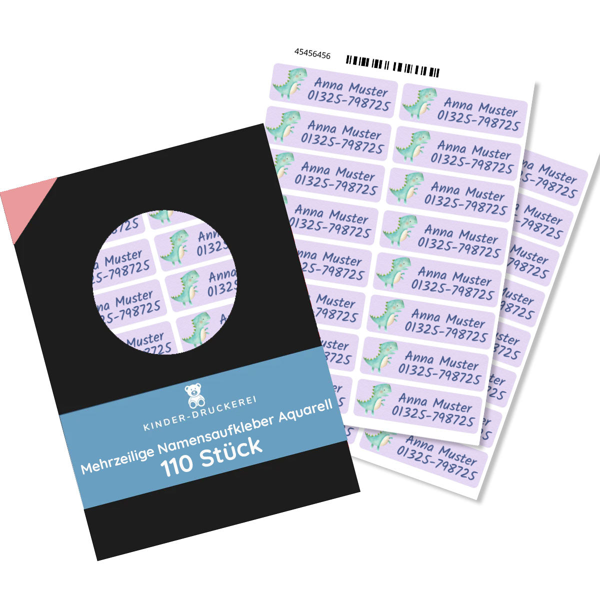 Mehrzeilige Namensaufkleber Aquarell (110 Stück 50x15 mm) - kinder-druckerei.de