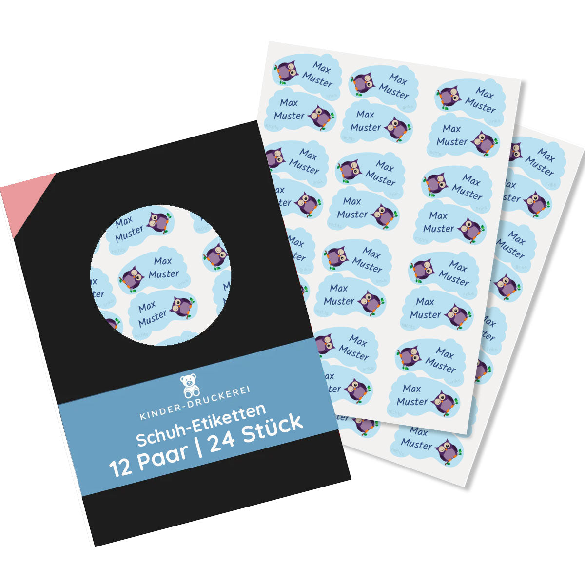 Personalisierte Schuh-Etiketten (12 Paare) - kinder-druckerei.de