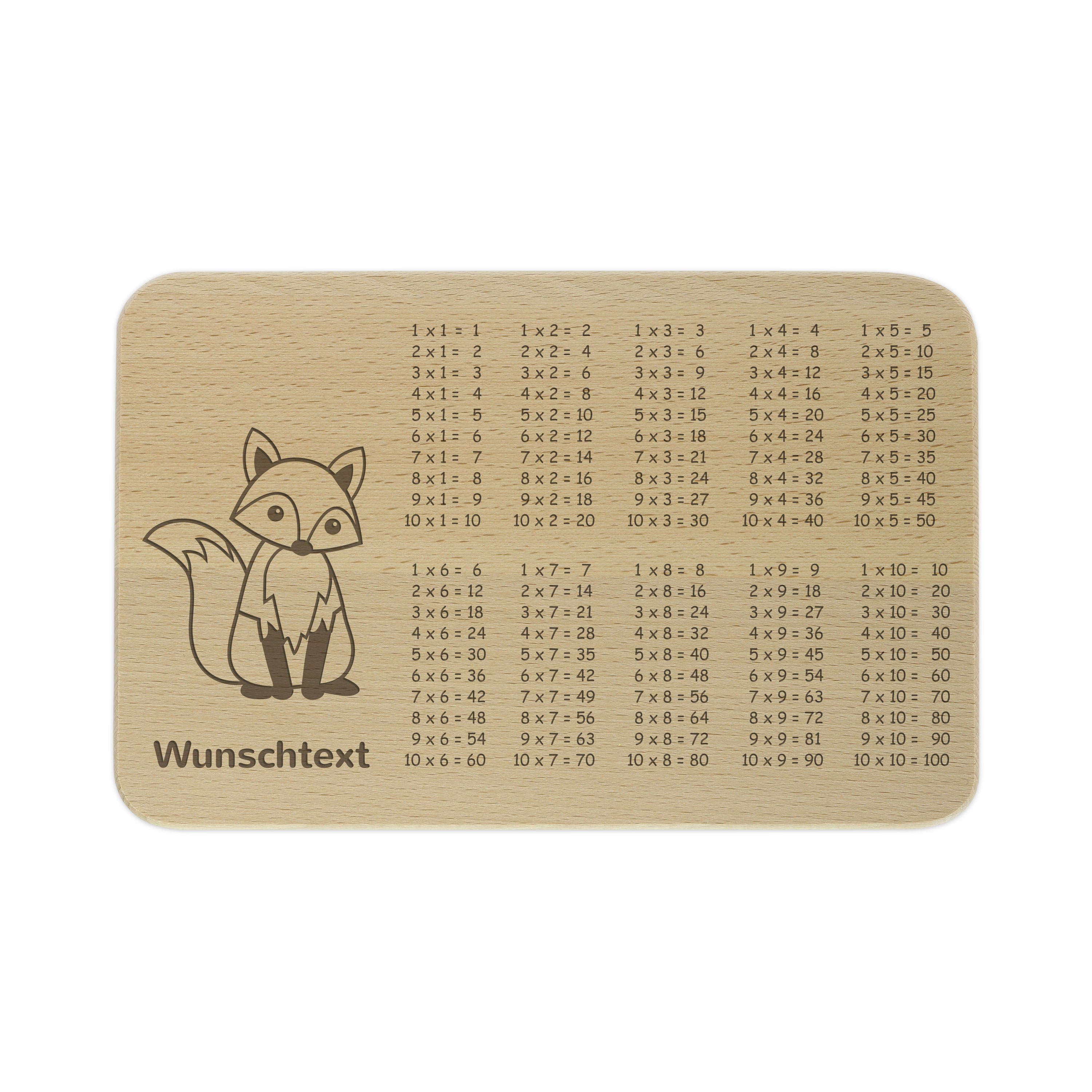 Frühstücksbrettchen 1x1 mit Kindermotiv & individueller Gravur - kinder-druckerei.de