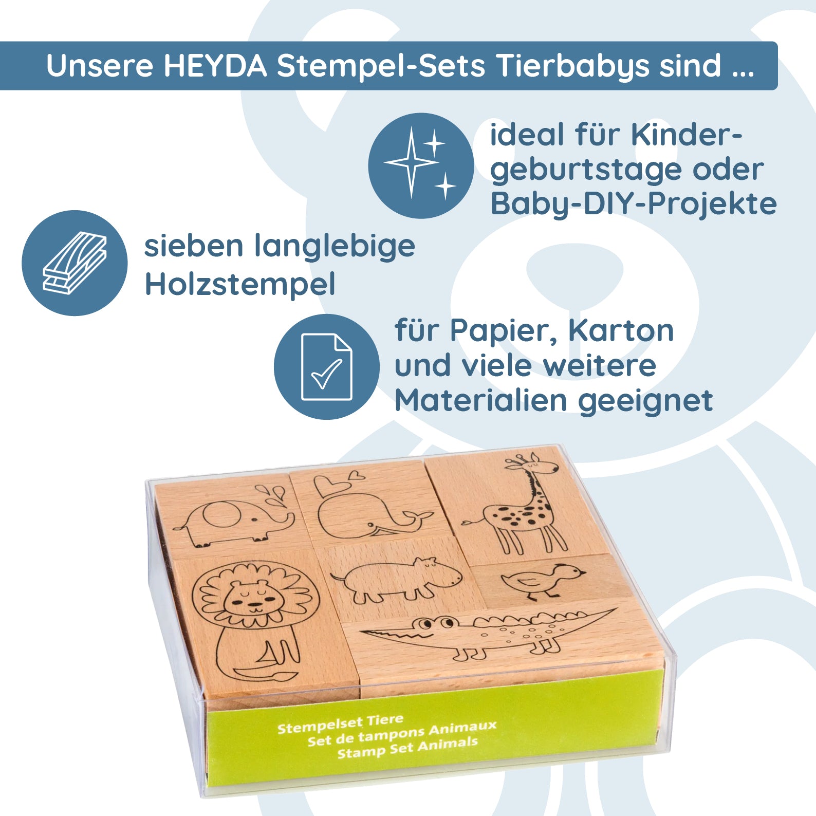 HEYDA Stempel-Set „ Tierbabys“ (7 Stück) - kinder-druckerei.de