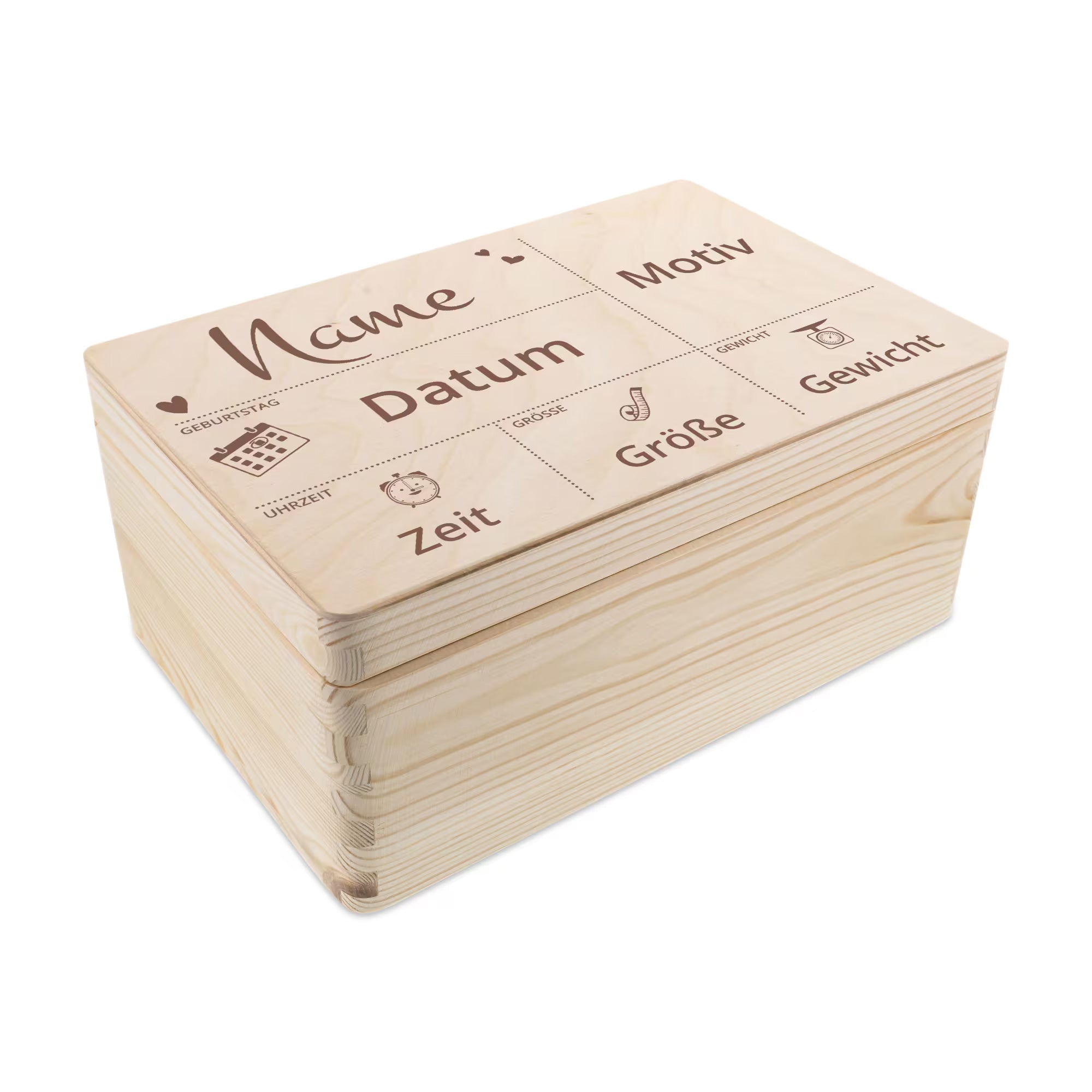 Erinnerungskiste Baby aus Holz mit Kindermotiv & Gravur