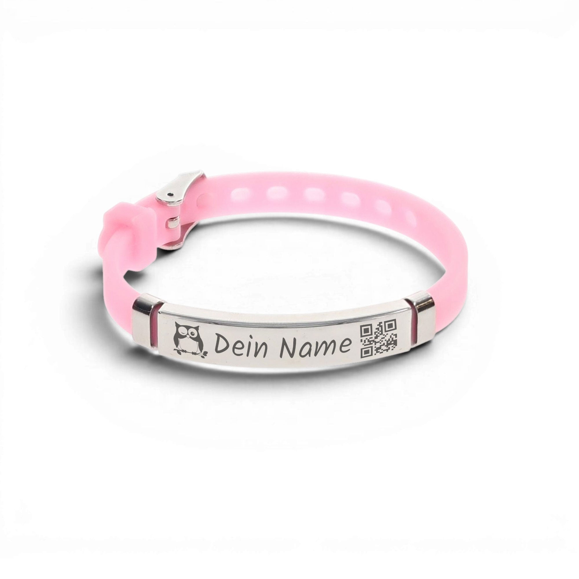 SOS Armband Kinder - Kinderarmband aus Silikon und Edelstahl mit Gravur in 3 Farben