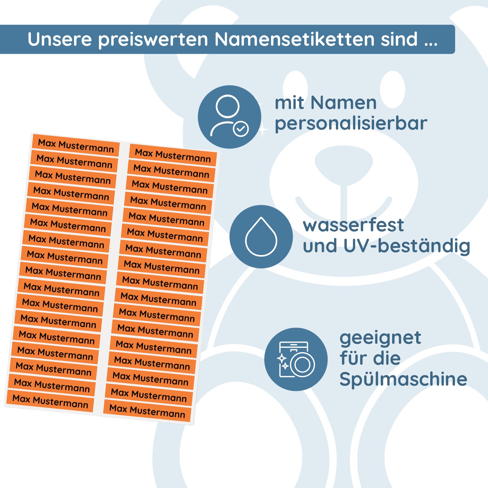 Namensetiketten / Namensaufkleber (49x8 mm – 38 Stück) - kinder-druckerei.de