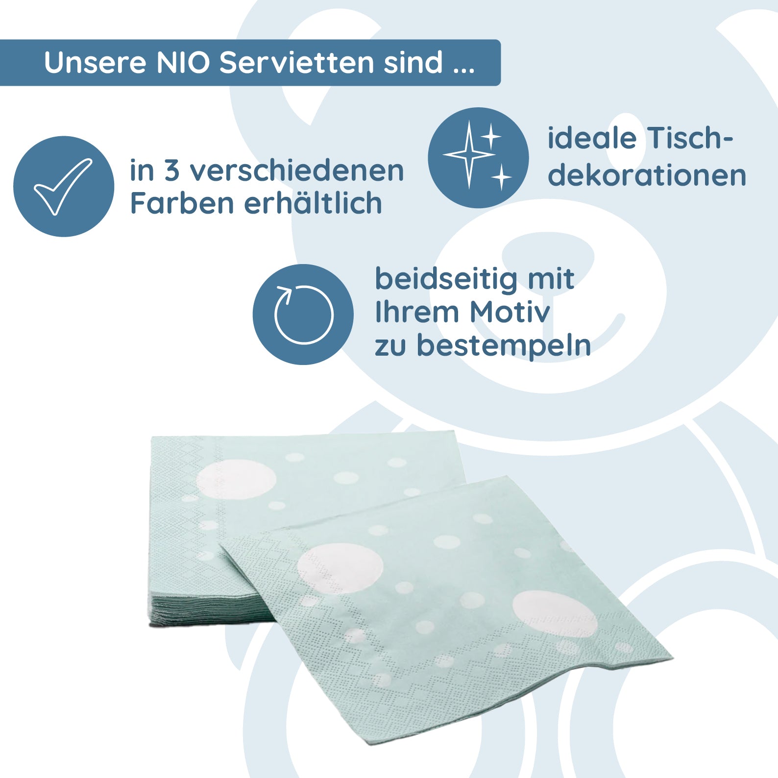 NIO Servietten Mint (165x165 mm - 16 Stück) - kinder-druckerei.de