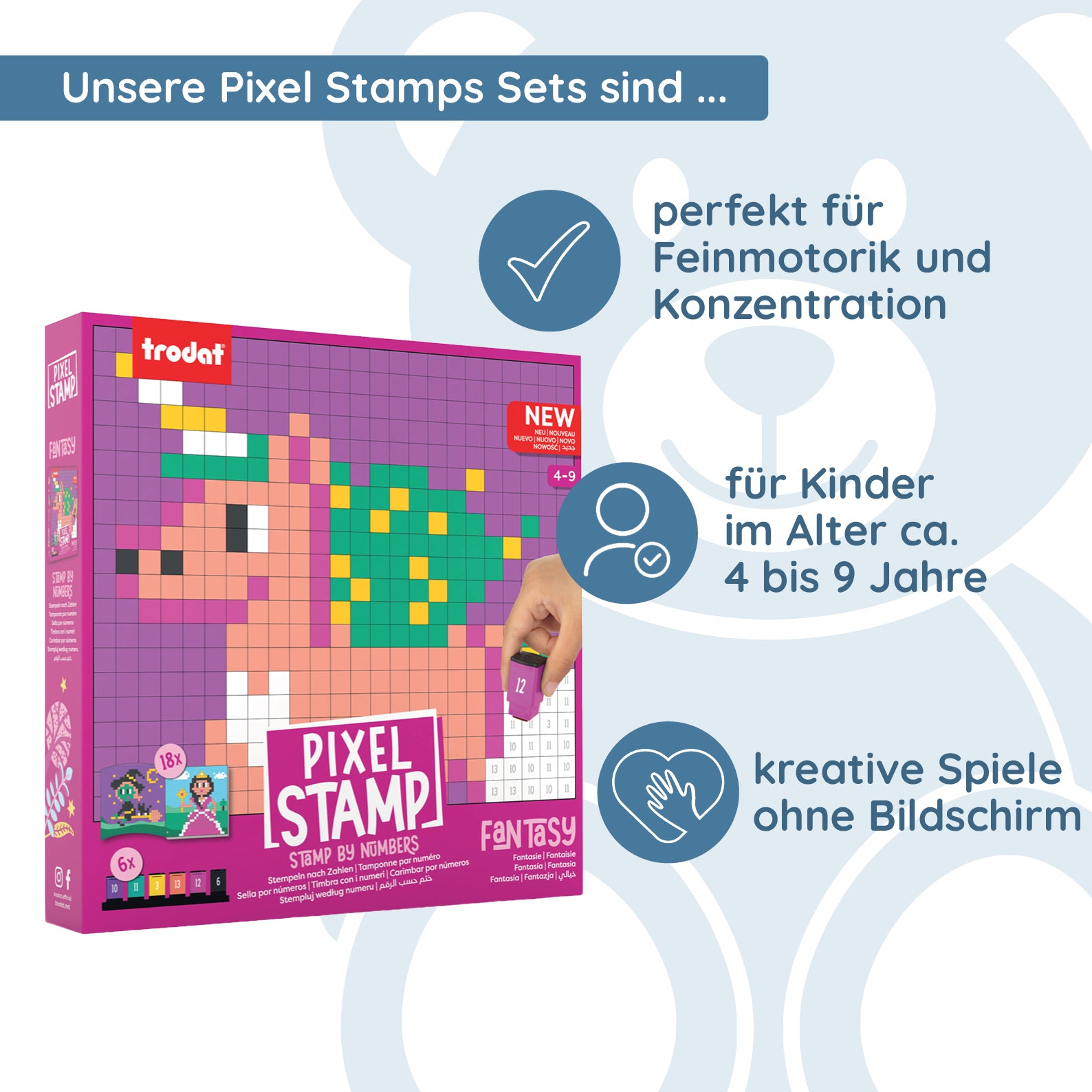 Trodat Pixel Stamps Set – Fantasie - kinder-druckerei.de