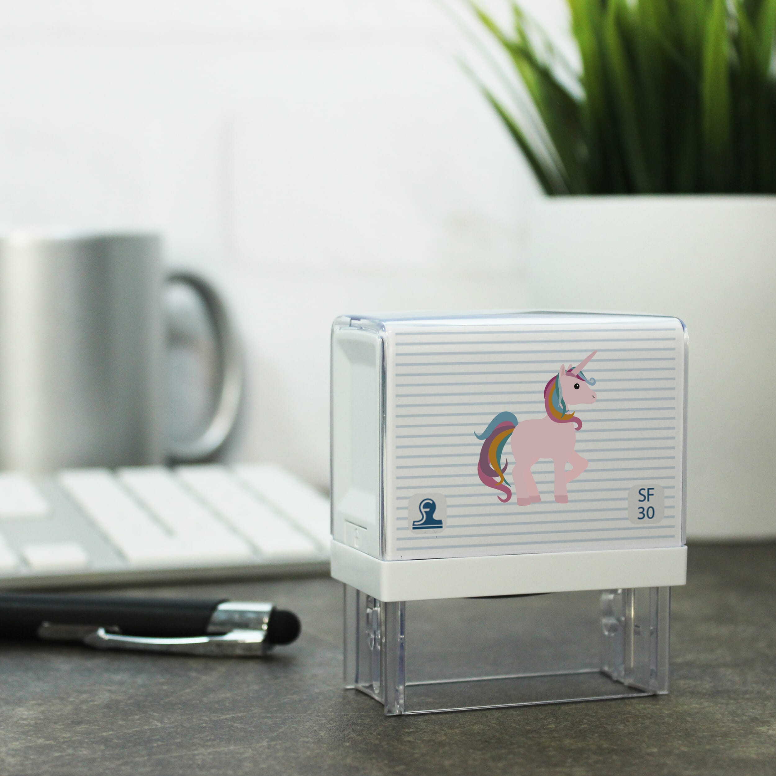 Kinderstempel 5 Zeilen mit Motiv / Namensstempel & Adressstempel (47 x18 mm) - kinder-druckerei.de