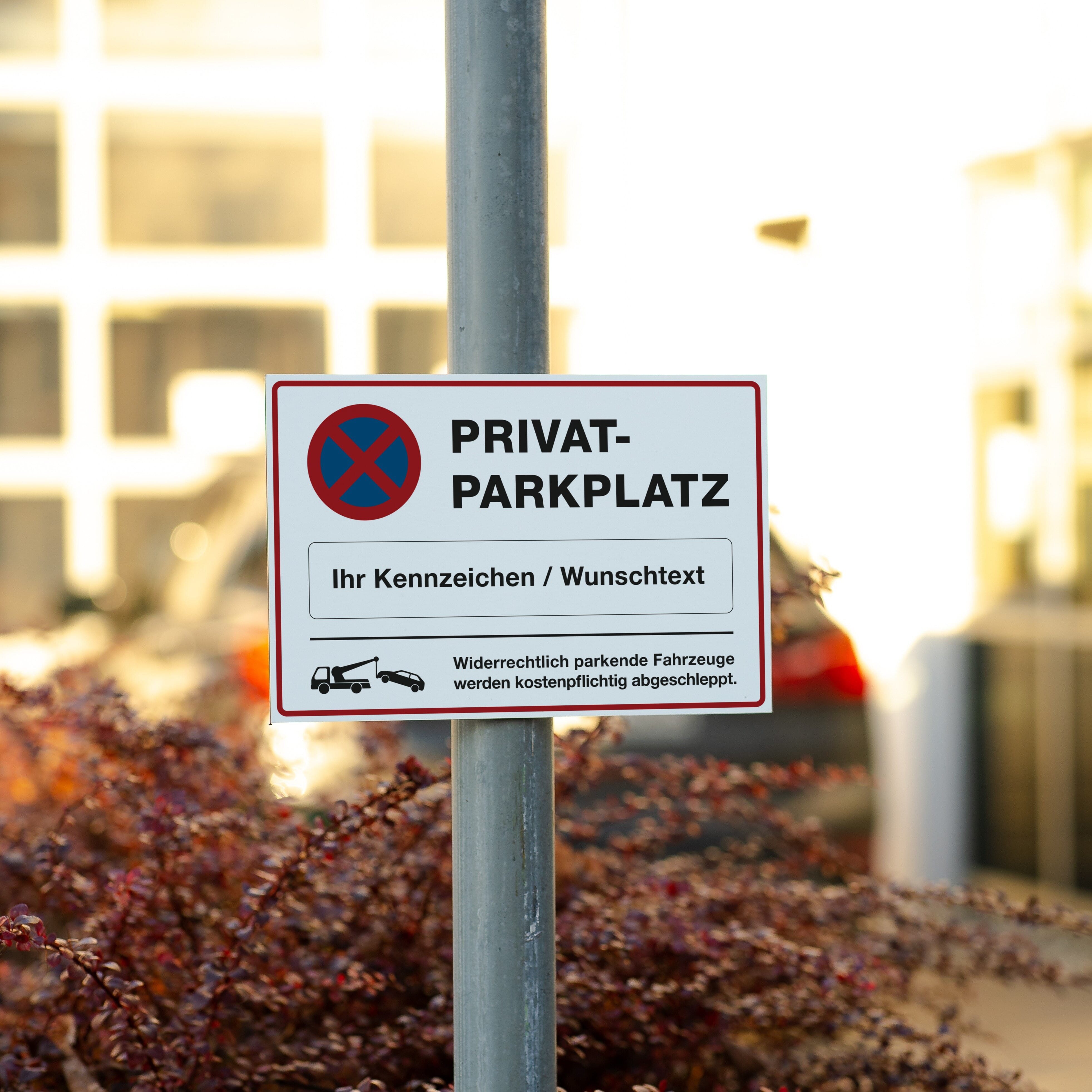 Privatparkplatz-Schild — Detailansicht des Materials