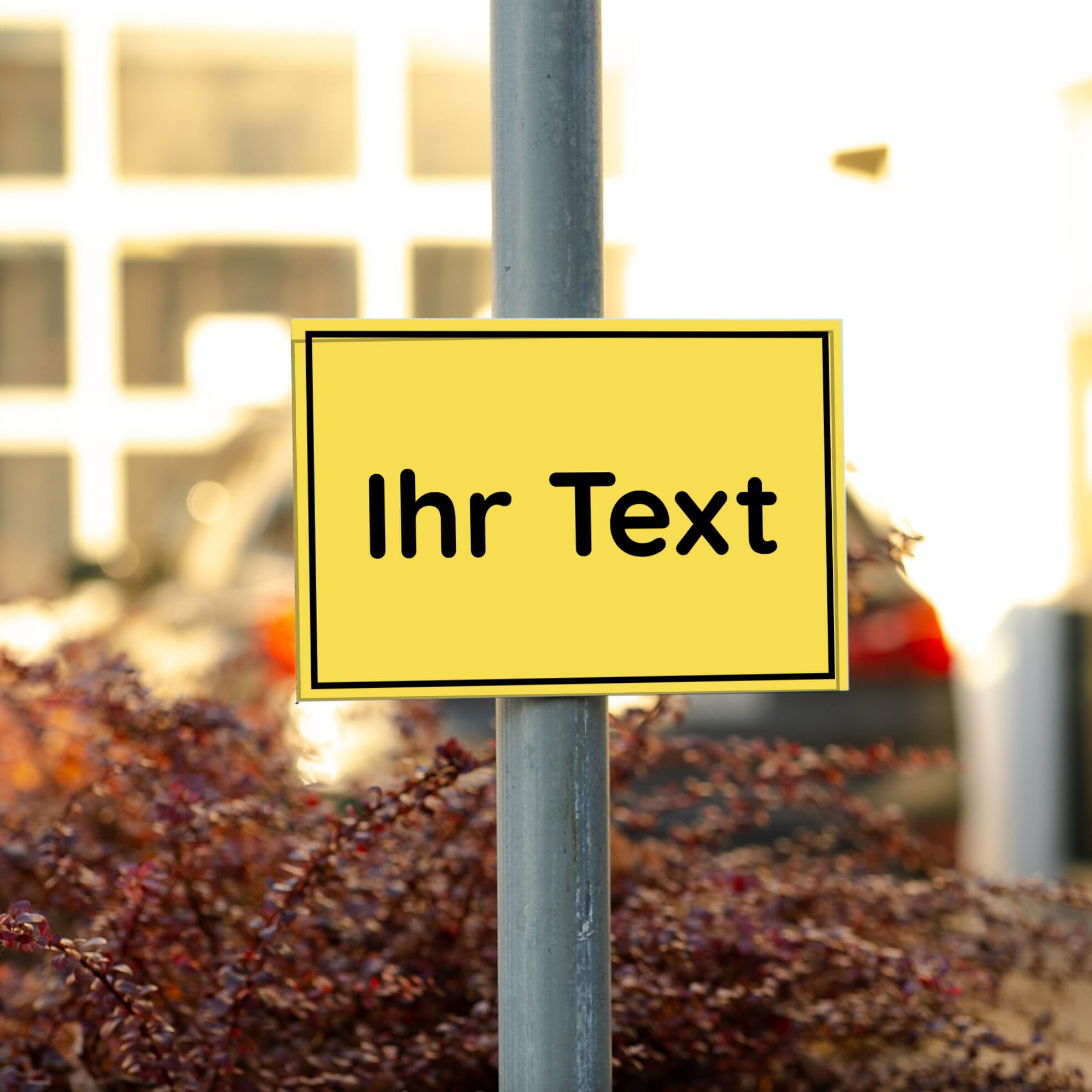 Schild mit Wunschtext im Detail