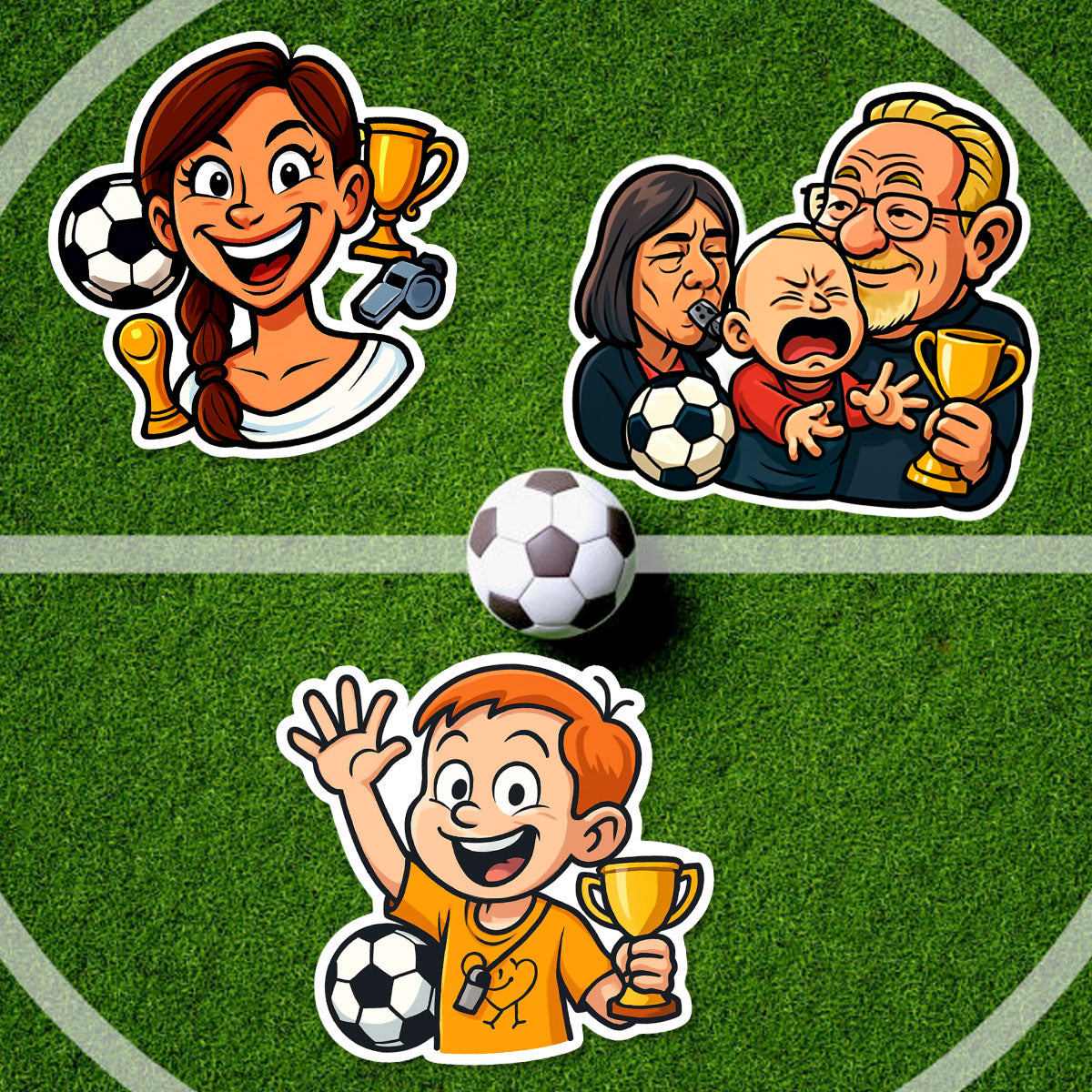 Fußball-Fan-Sticker mit Fan-Accessoires – Detailansicht