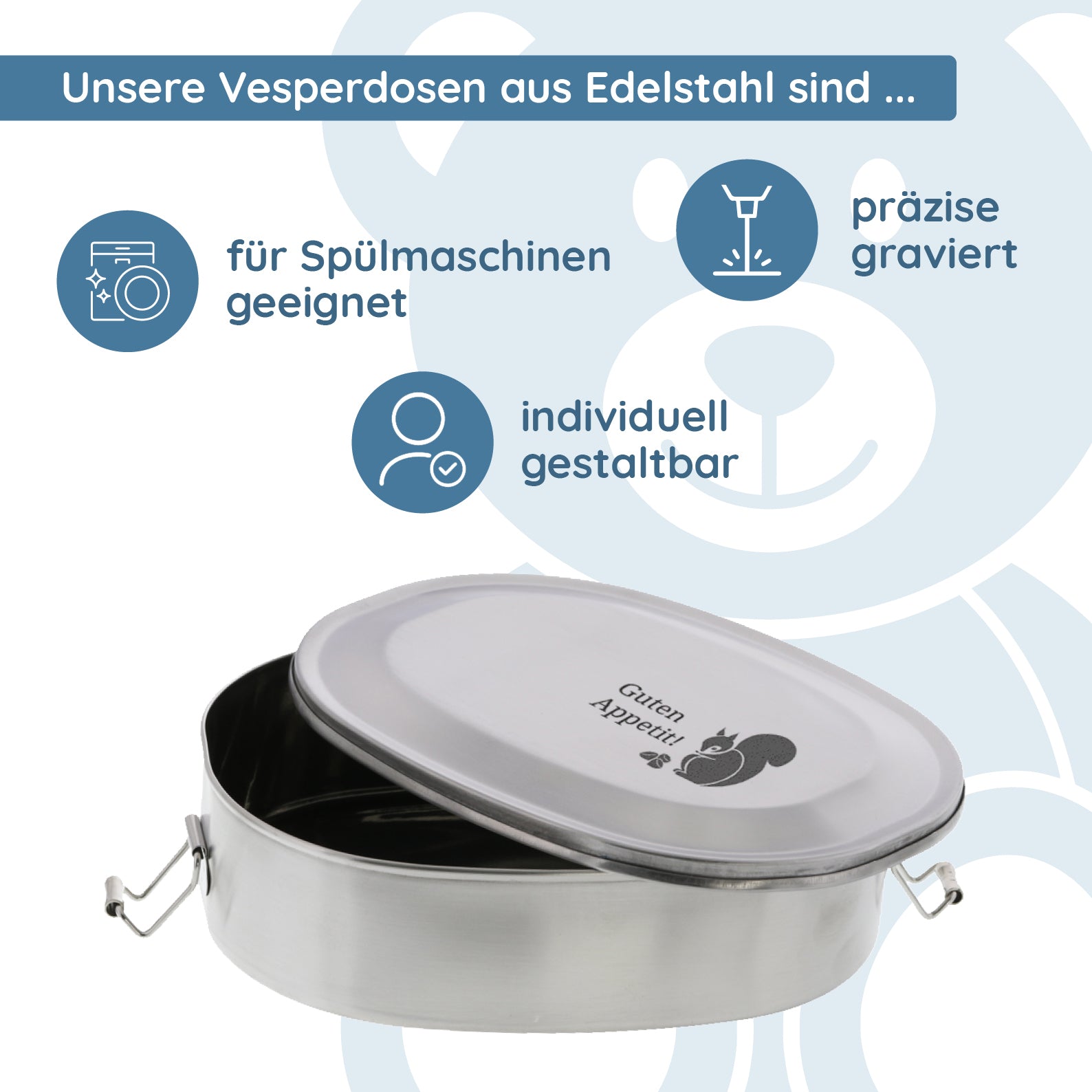 Individuell gravierte Vesperdose aus Edelstahl – personalisierbare Brotdose in 2 Größen - kinder-druckerei.de
