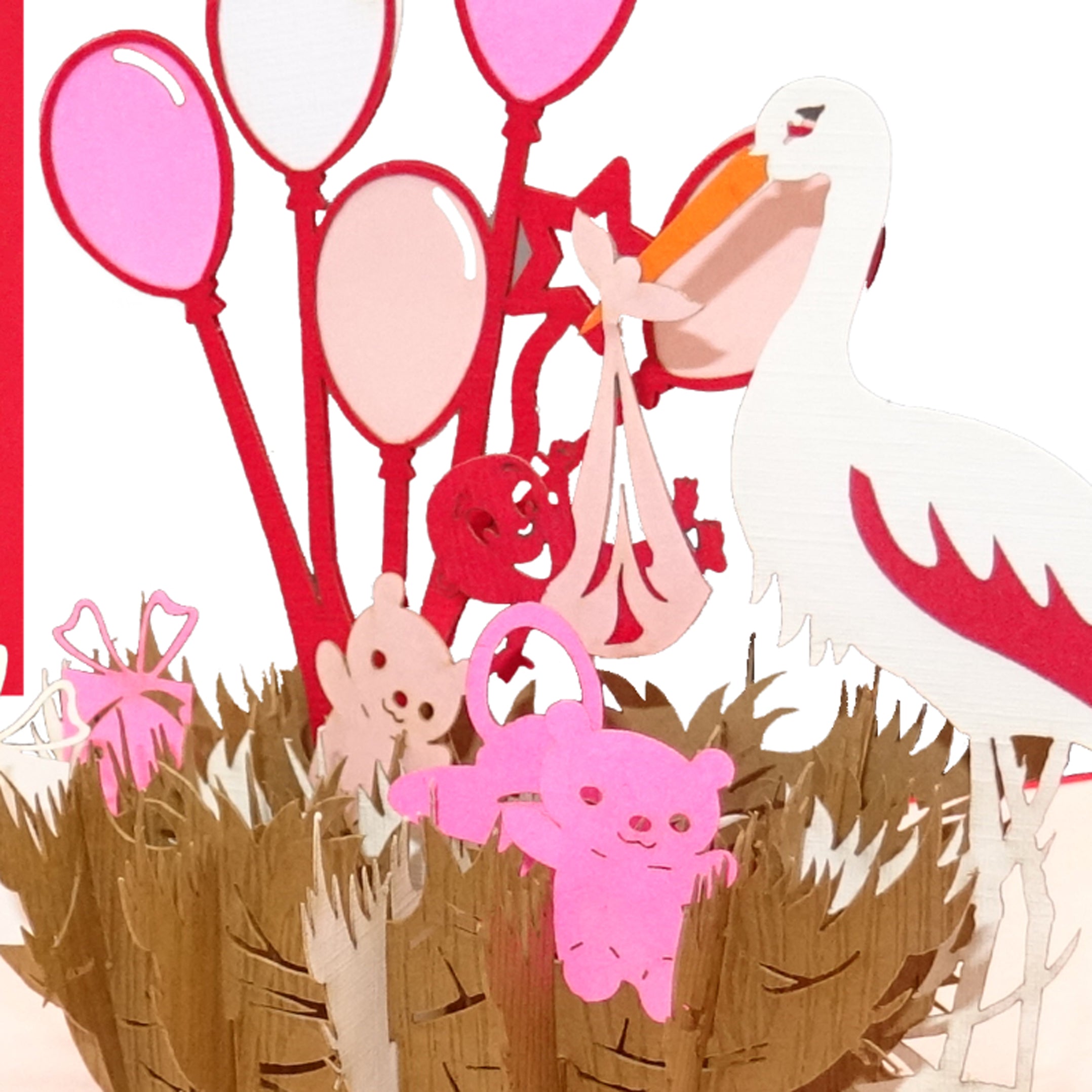 Colognecards Pop-Up Card Stork - Birth Girl