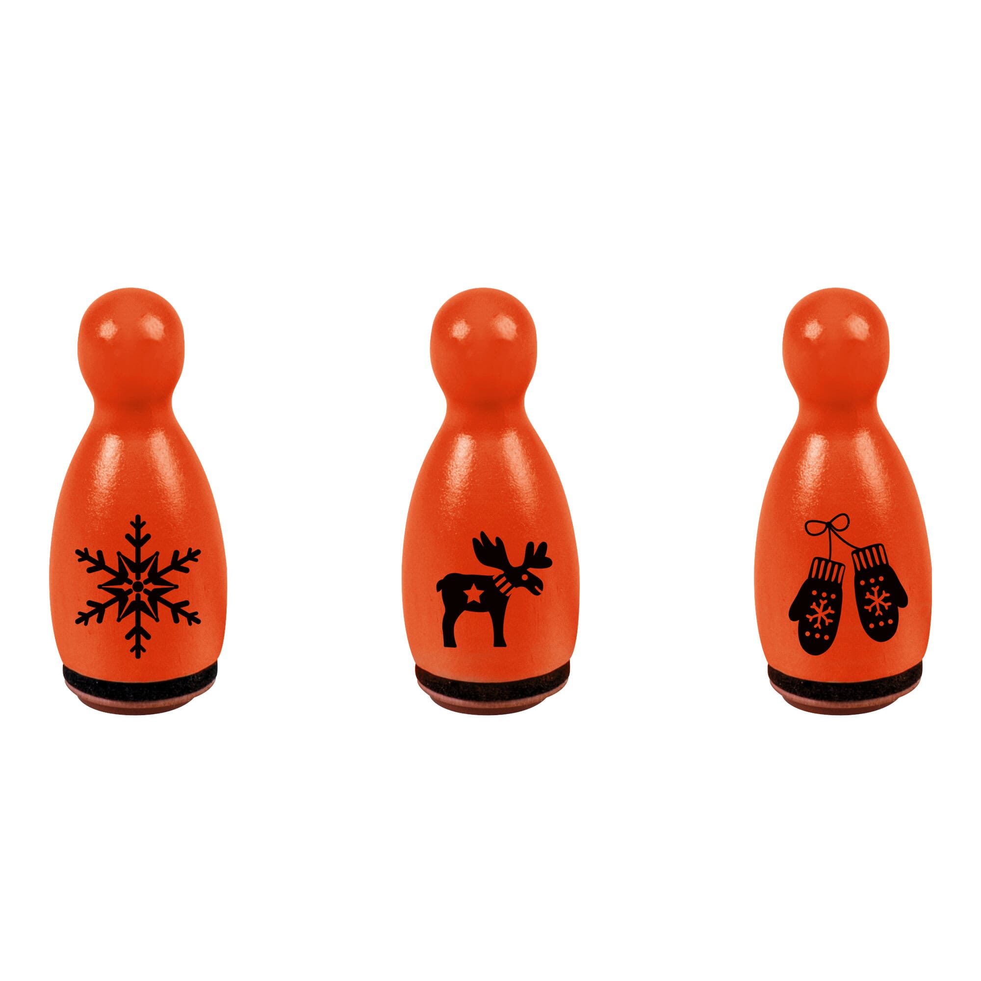HEYDA Holzstempel-Figuren Set "Winter" – Rot (3 Stück - Ø 12 mm)