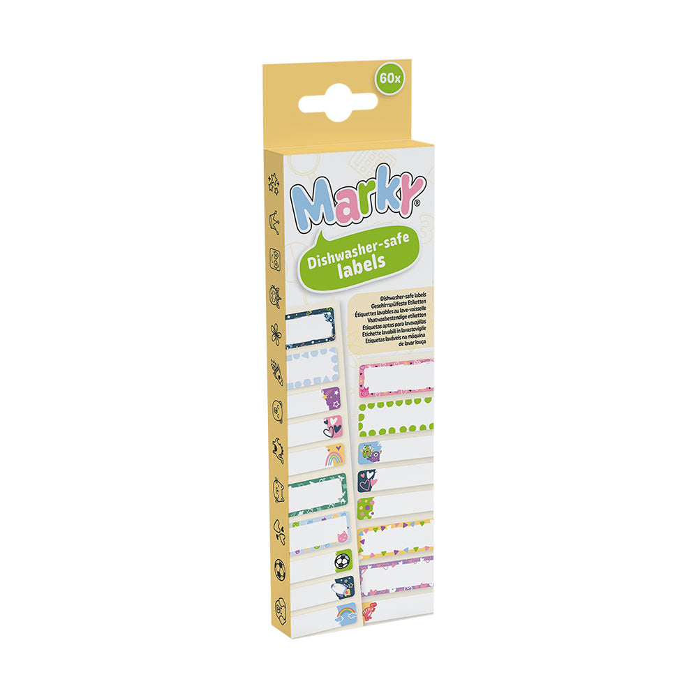 Marky spülmaschinenfeste Etiketten — 60 Stück in 20 Designs – kinder-druckerei.de