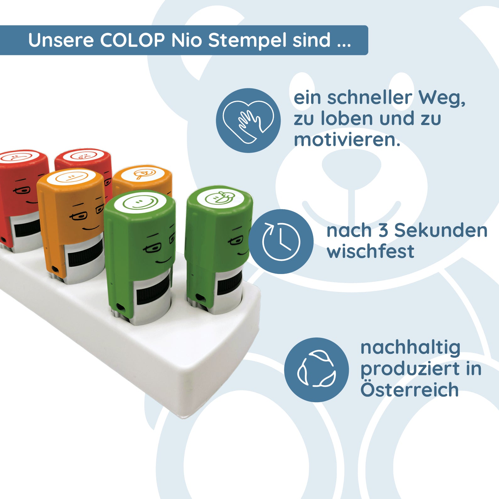 NIO School Lehrerstempel - Emoji SET (6 Stück) - kinder-druckerei.de