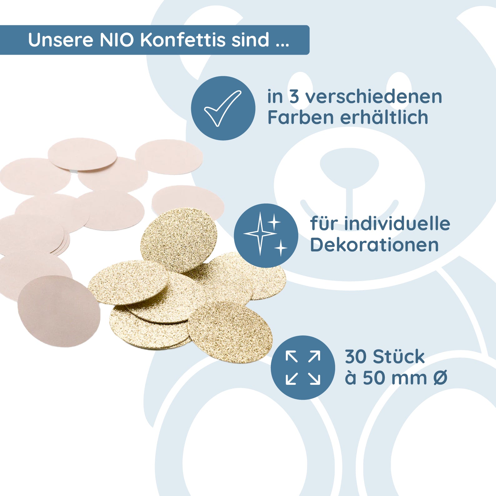 NIO Konfetti Craft/Gold (ø 50 mm - 2x15 Stück) - kinder-druckerei.de