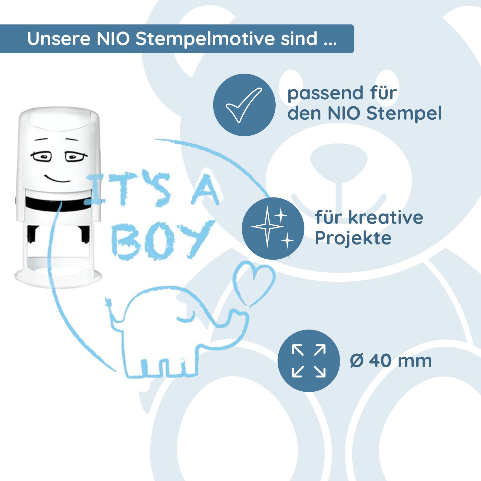 NIO Stempelmotiv - It´s a boy - kinder-druckerei.de
