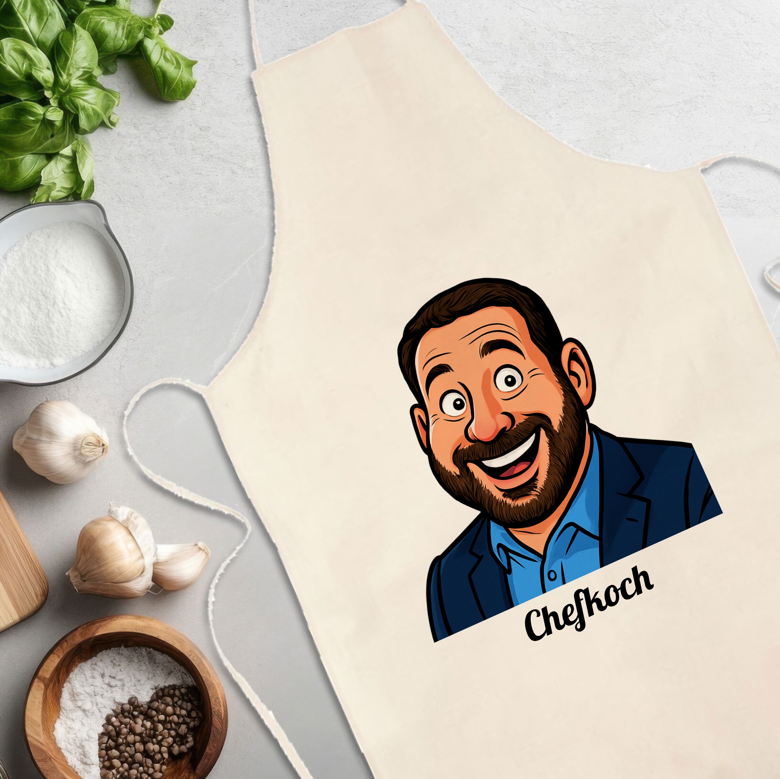 Apron with Caricature & Text
