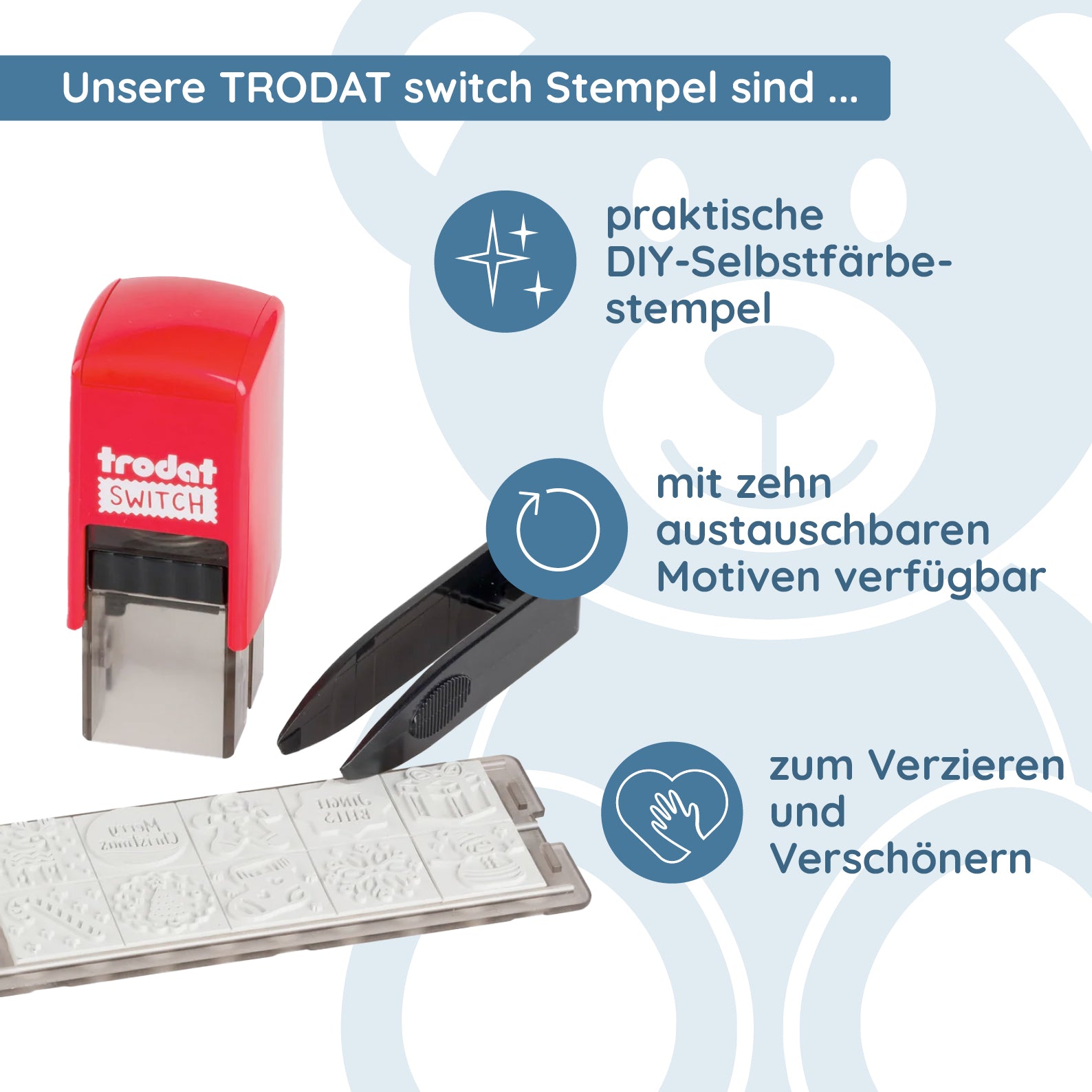 Trodat switch "Weihnachten" DIY Stempel (20x20 mm) - kinder-druckerei.de