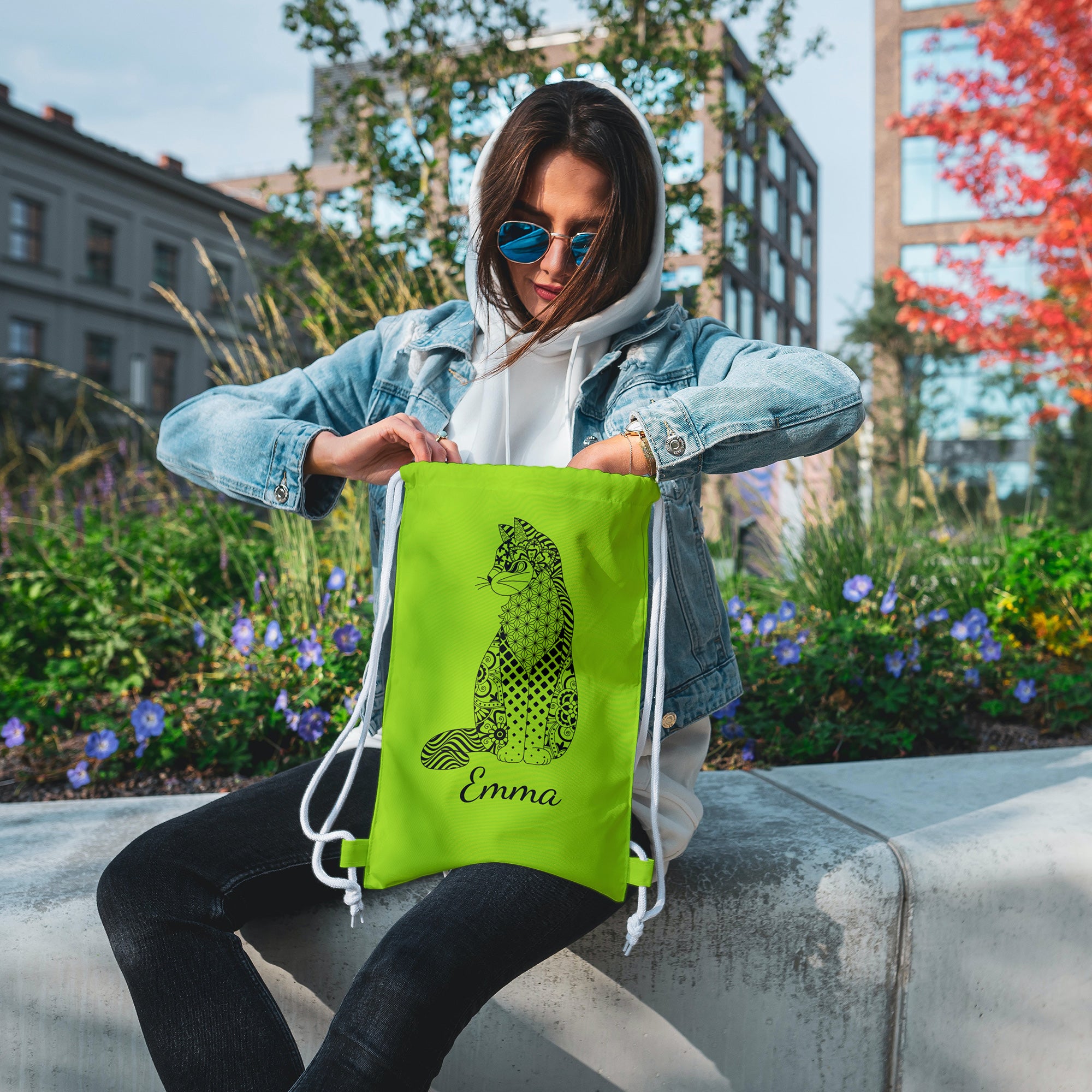 Turnbeutel-Rucksack bunt mit individuellem Druck (bunt) - kinder-druckerei.de